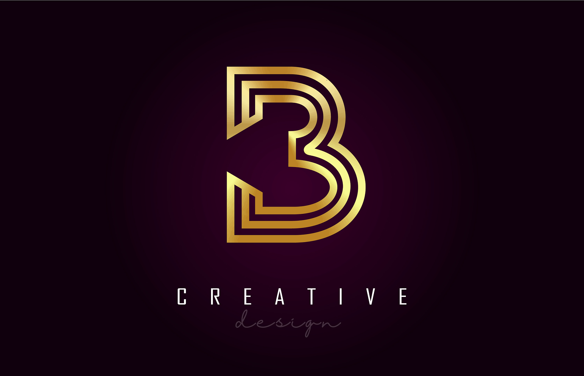b golden letter logo monogram design creative b