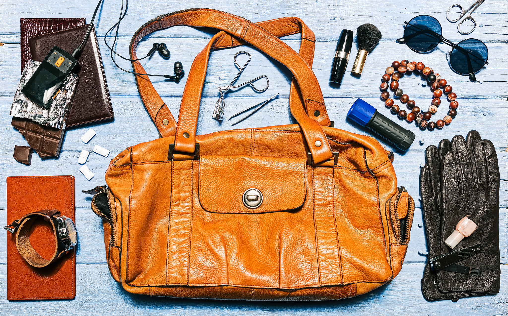female accessories top view