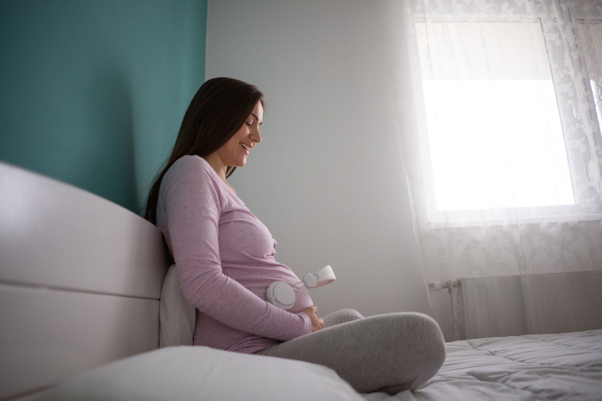 pregnant woman at home.