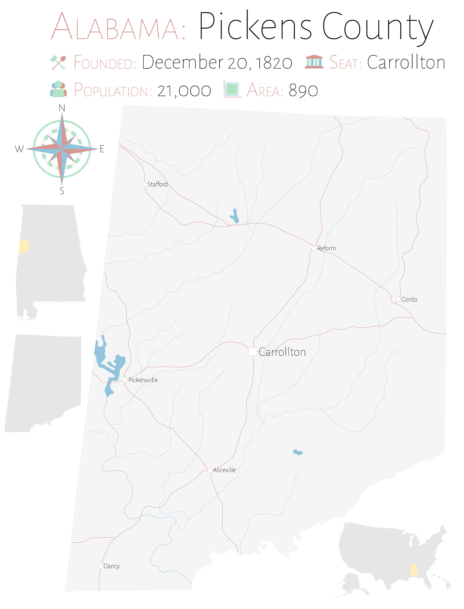 map of pickens county in alabama