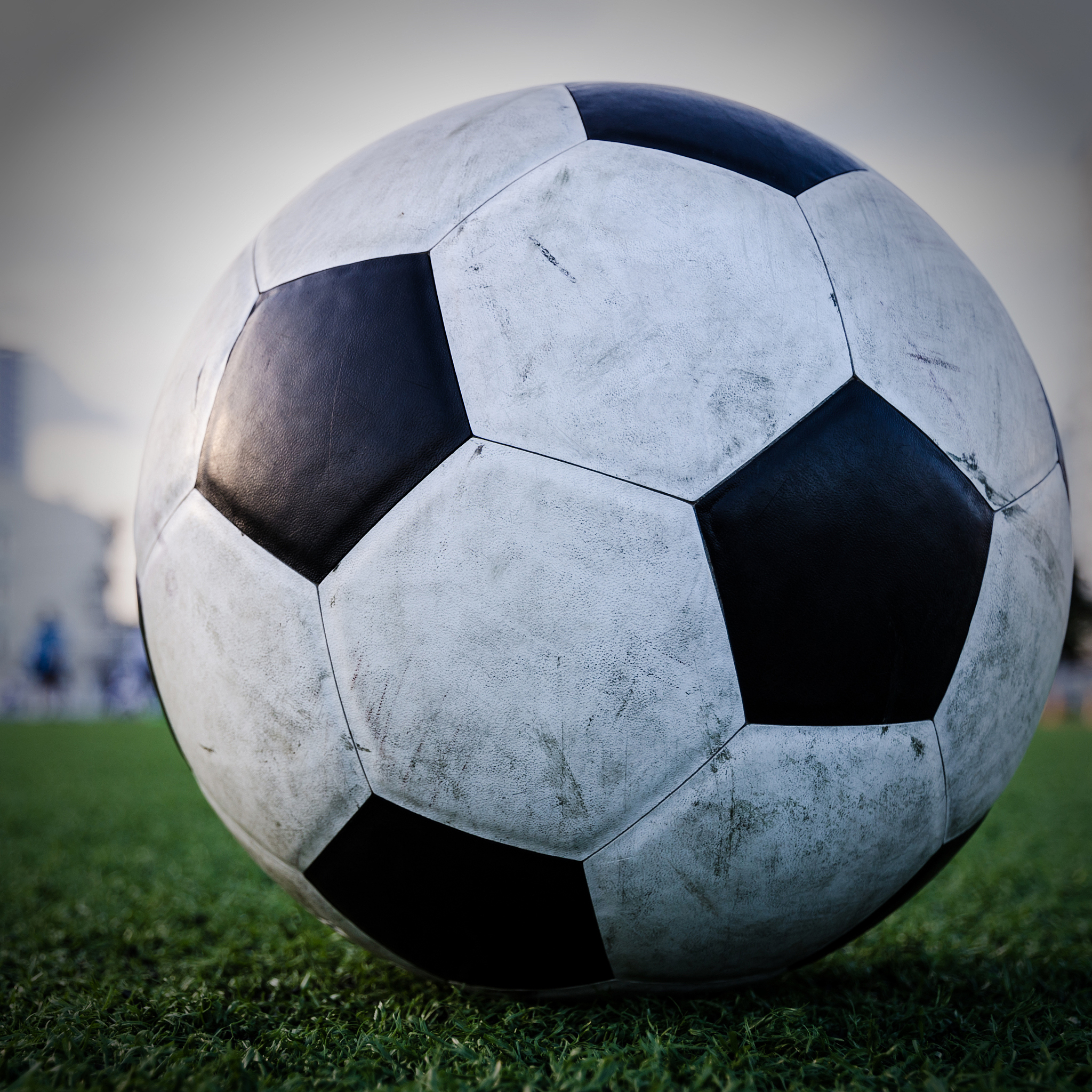 soccer ball on the green grass of soccer field.