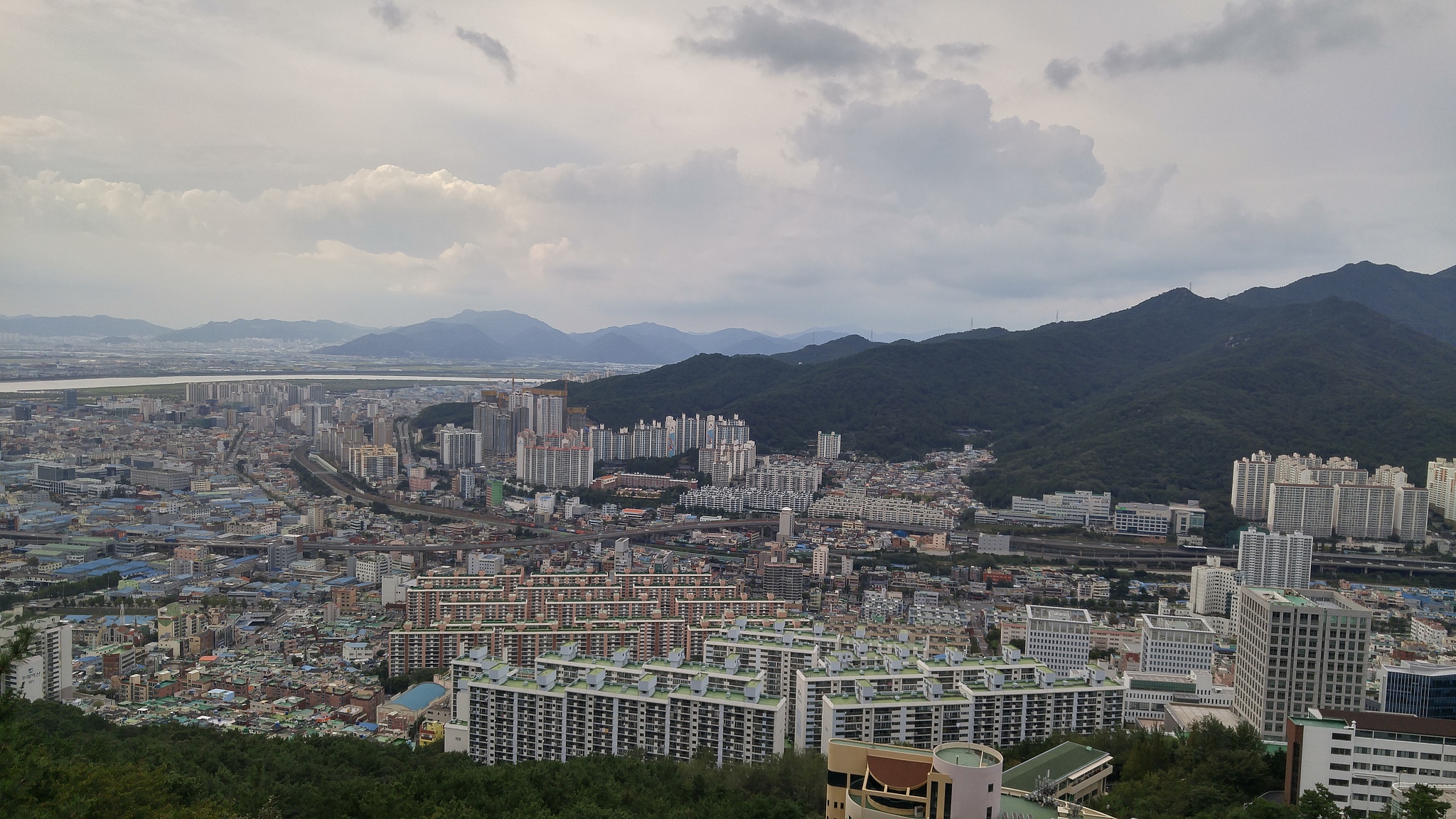 pusan city seen from the mountain