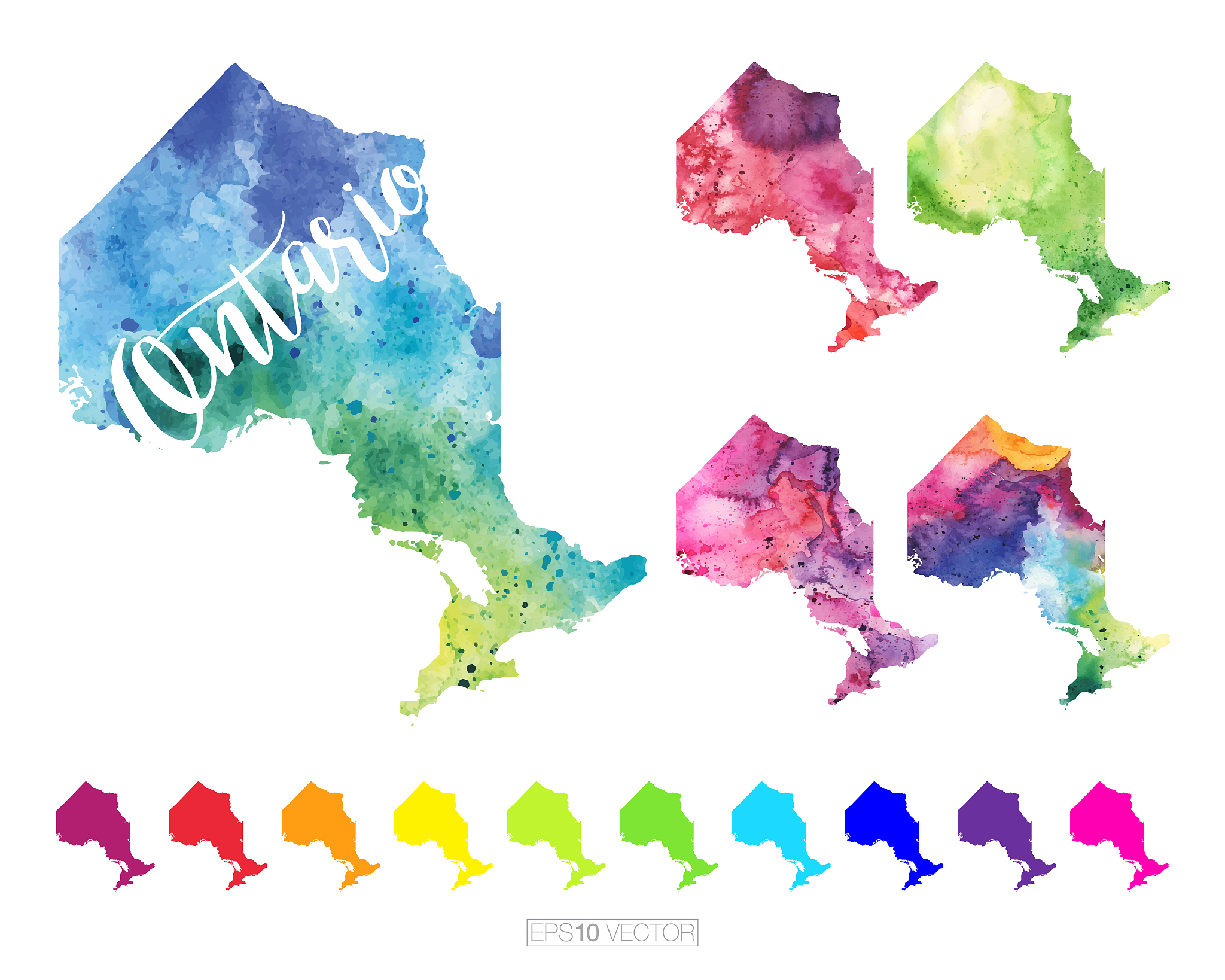 ontario watercolor vector map illustration