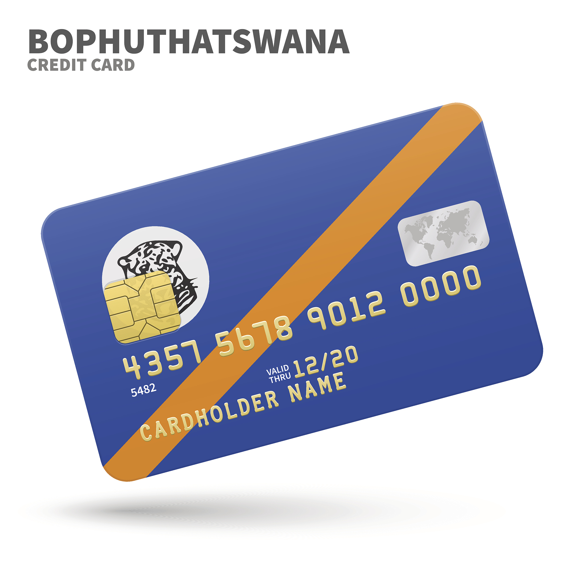 credit card with bophuthatswana flag background for bank, presen