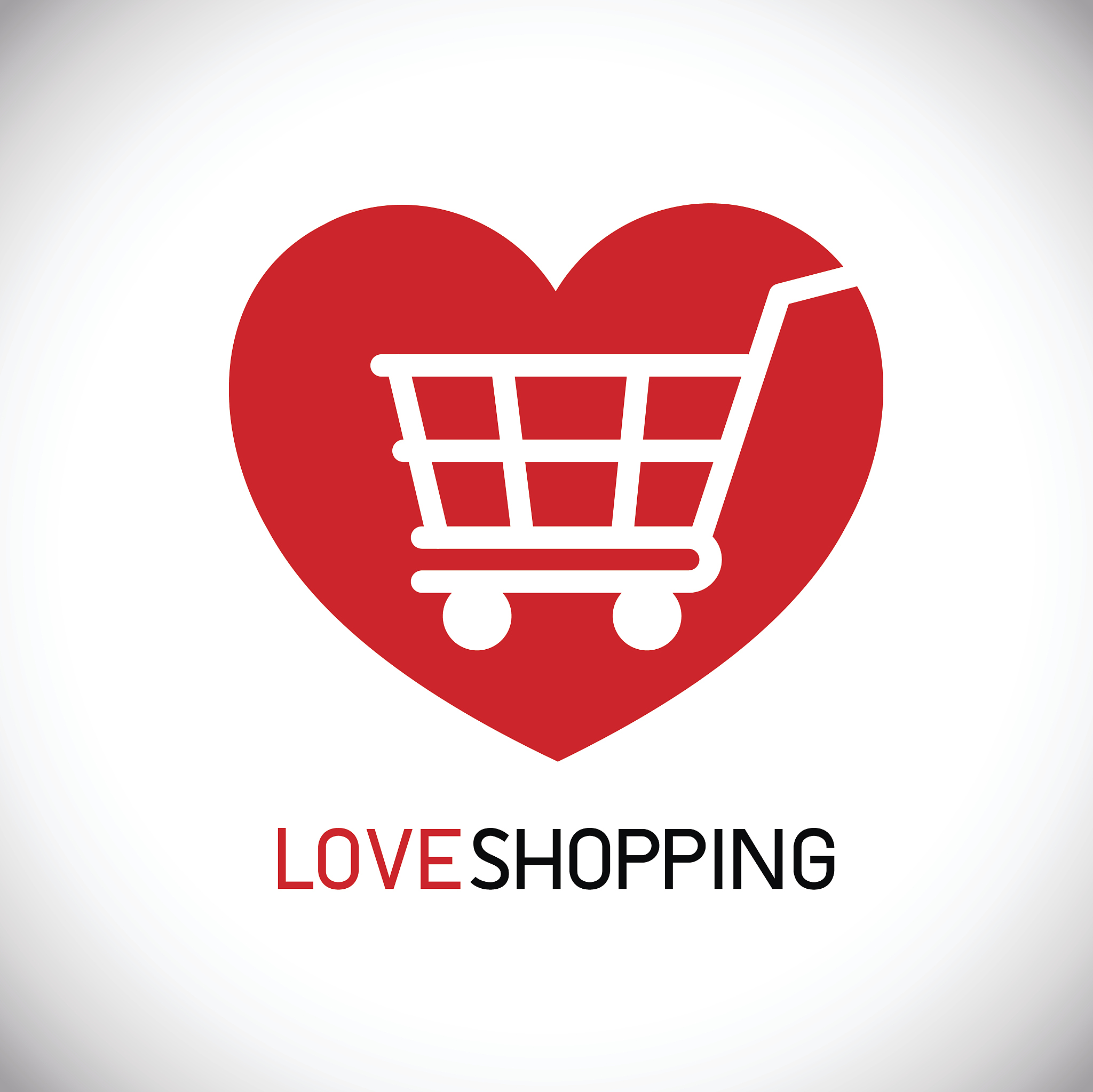shopping cart in heart shape icon.