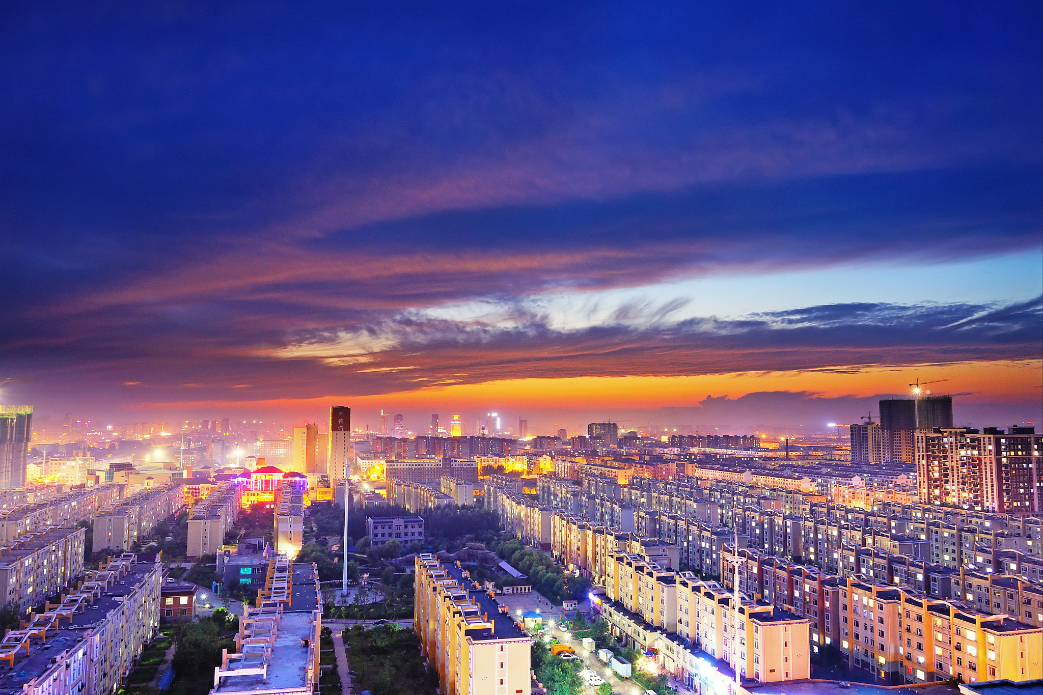 the night view of city