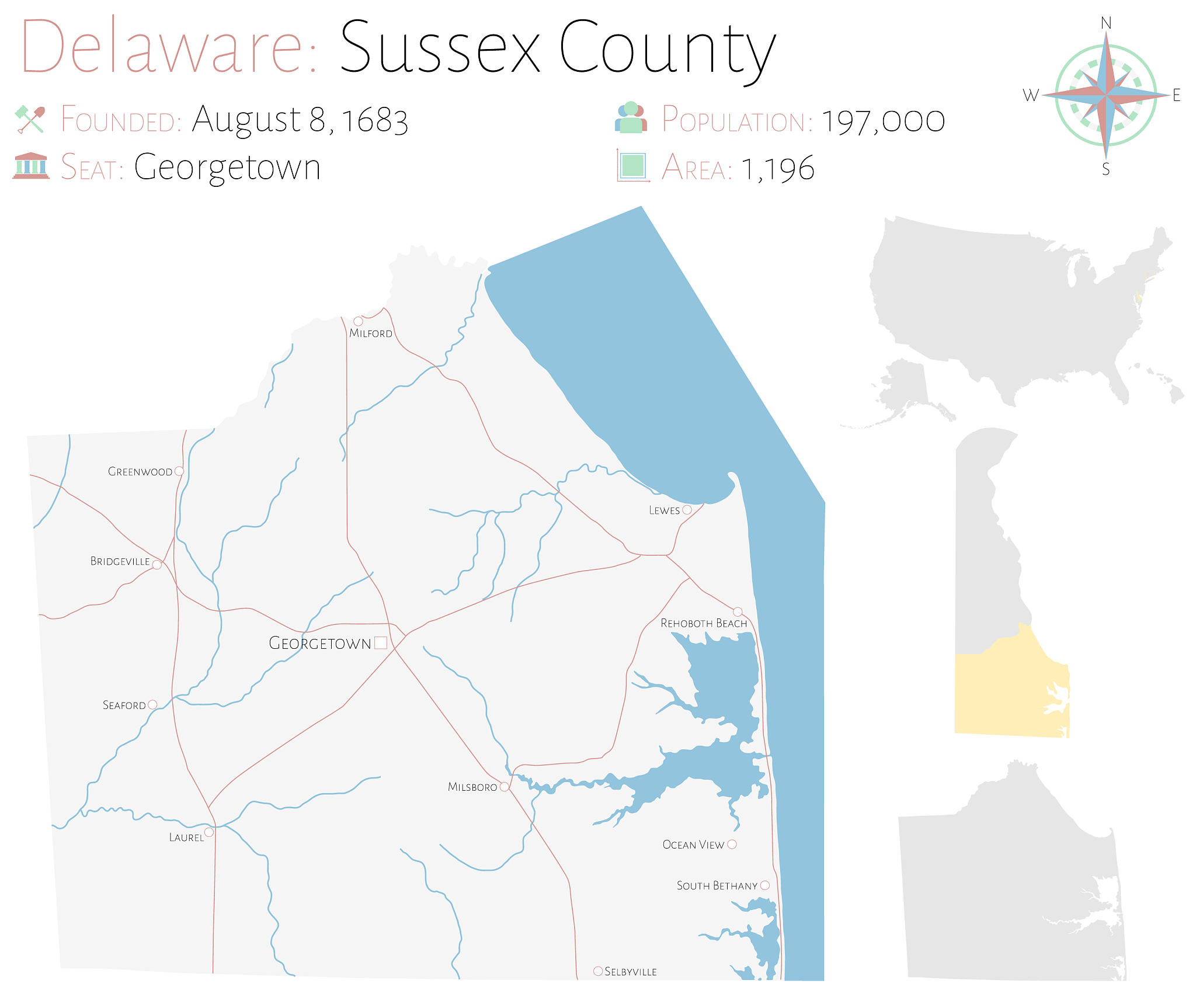 map sussex county in delaware