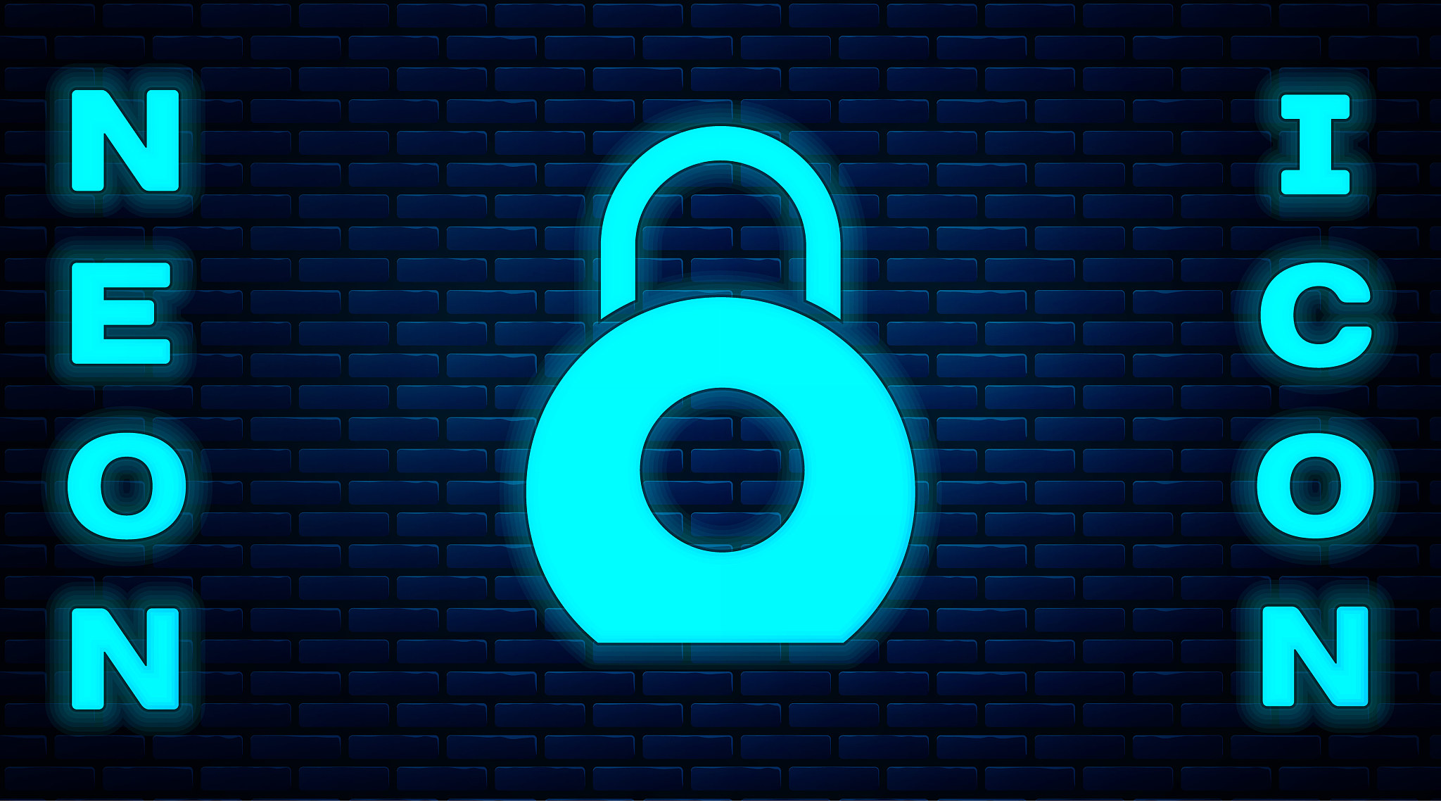 glowing neon kettlebell icon isolated on brick wall background. 