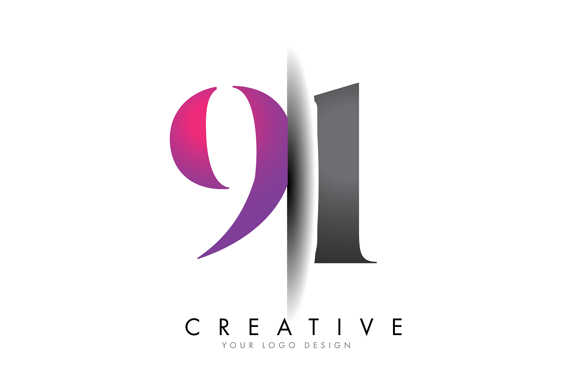 91 9 1 grey and pink number logo with creative