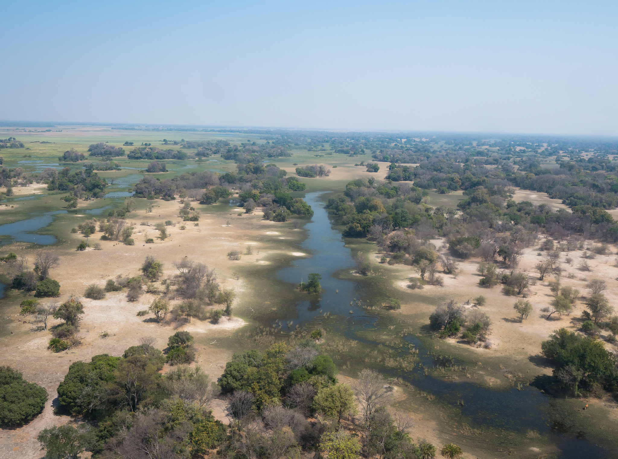 aerial views of the okavango delta, botswana