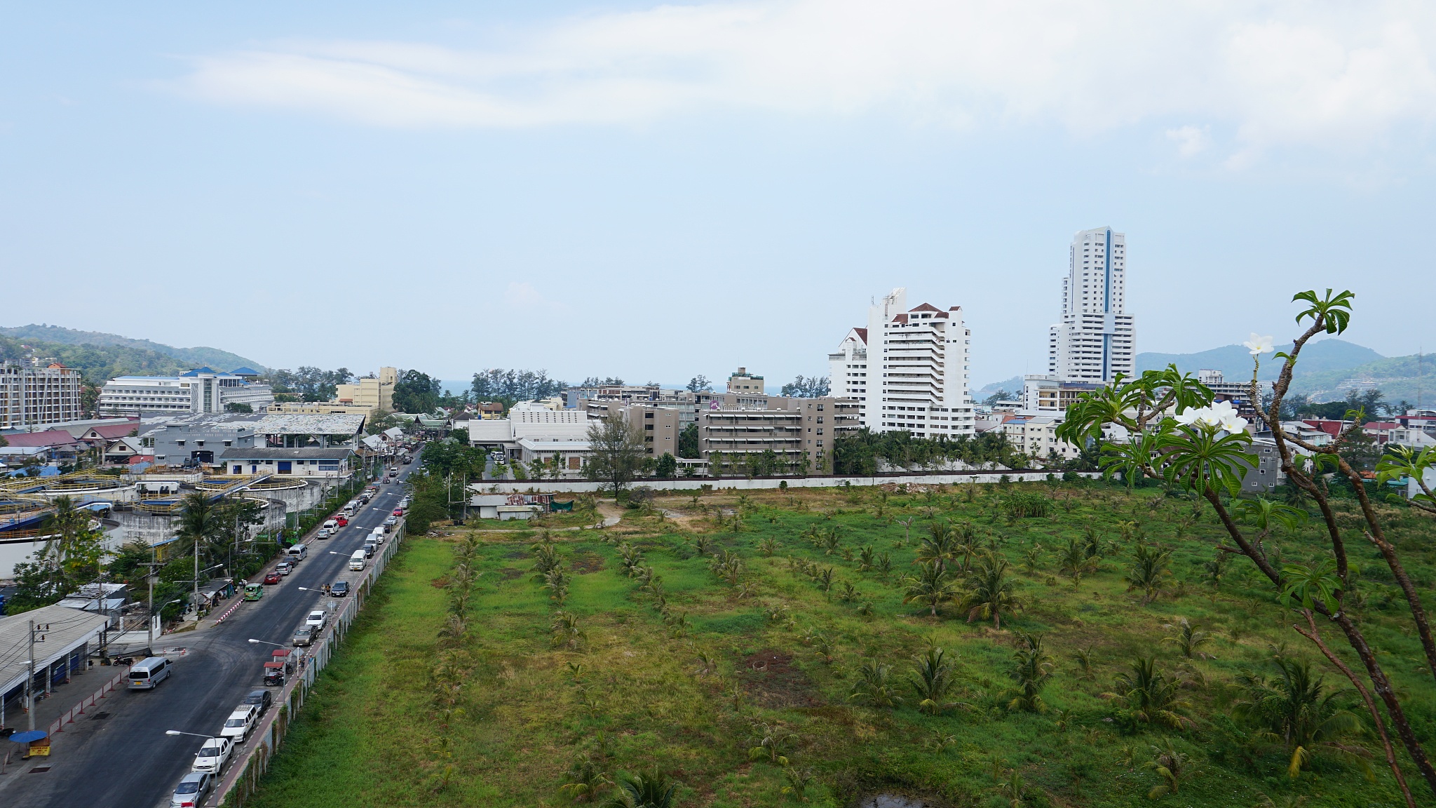 drone view of the city of patong, phuket island