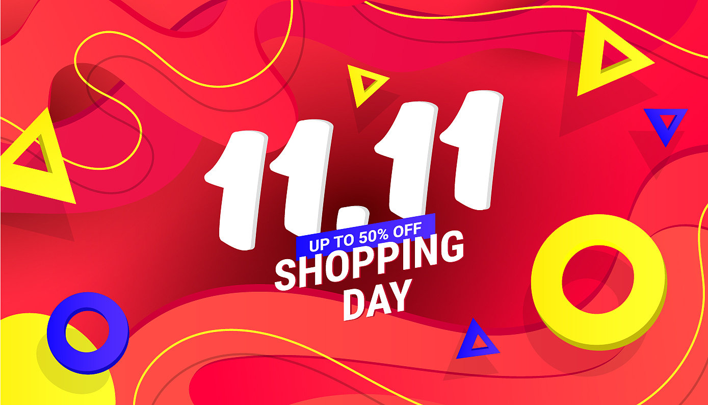 1111 shopping day sale design banner with plastic