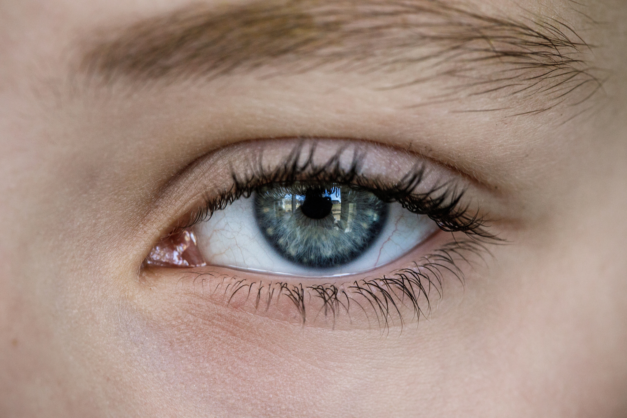 human blue eye close up