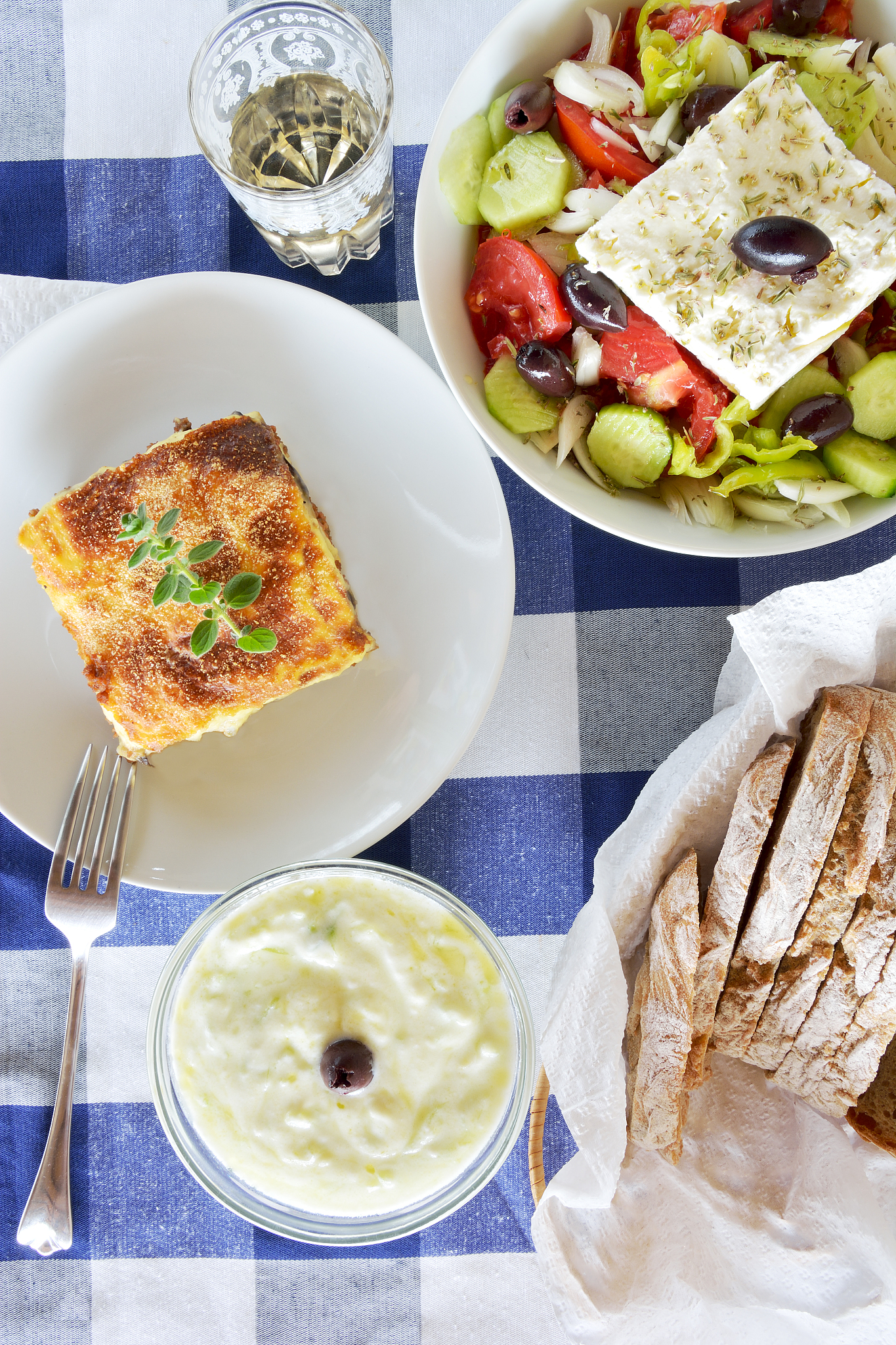 greek meal with mousaka