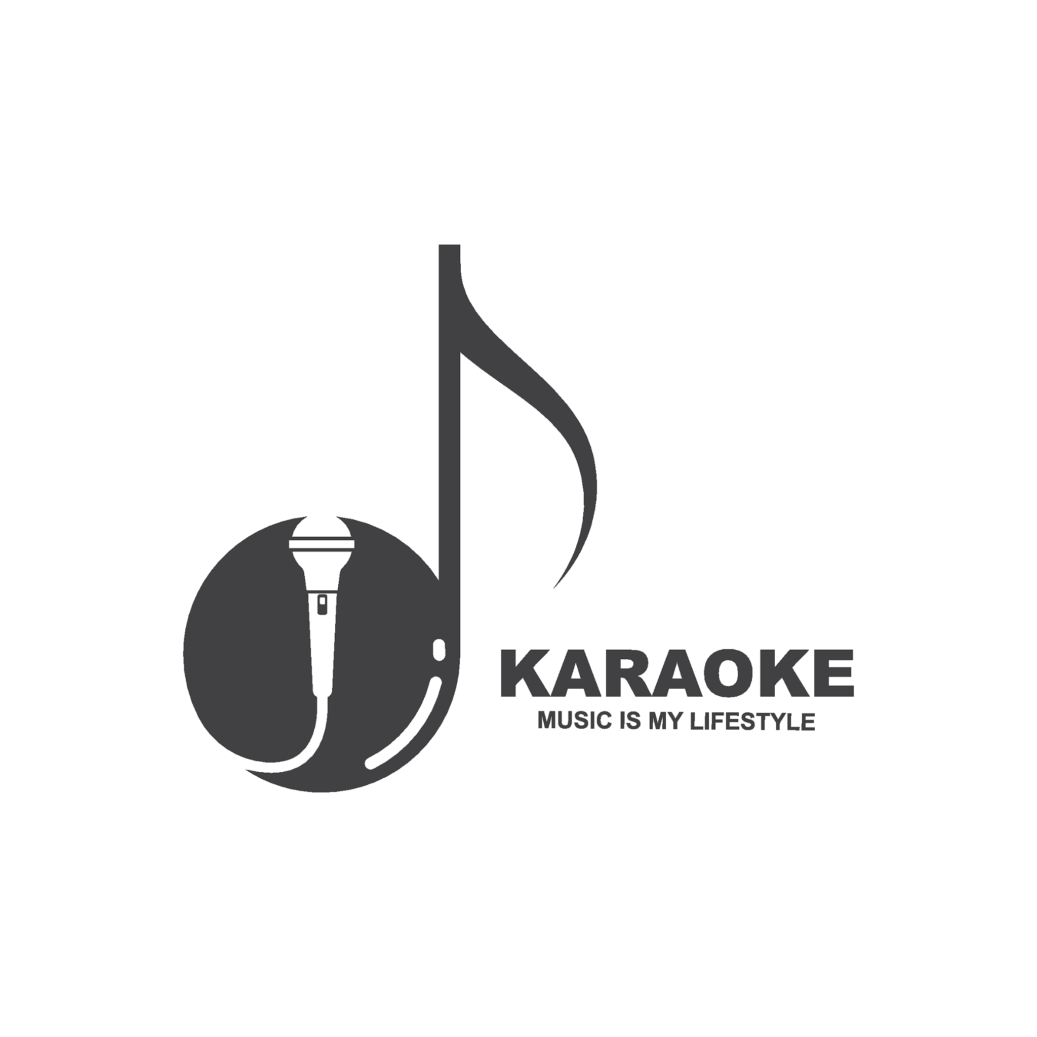 microphone icon logo of karaoke, note music concept  vector illu