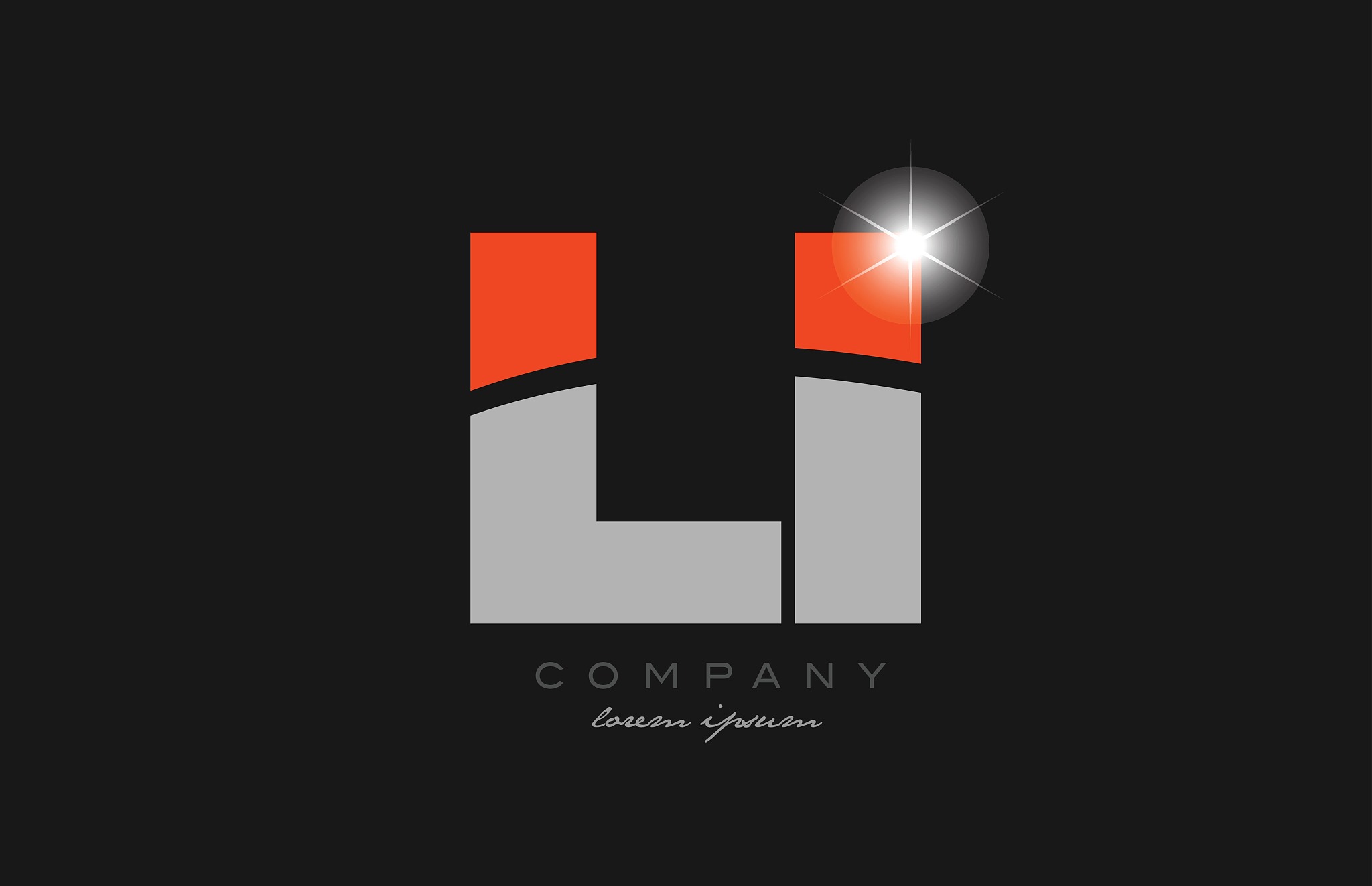 combination letter li l i in grey orange color alphabet for logo