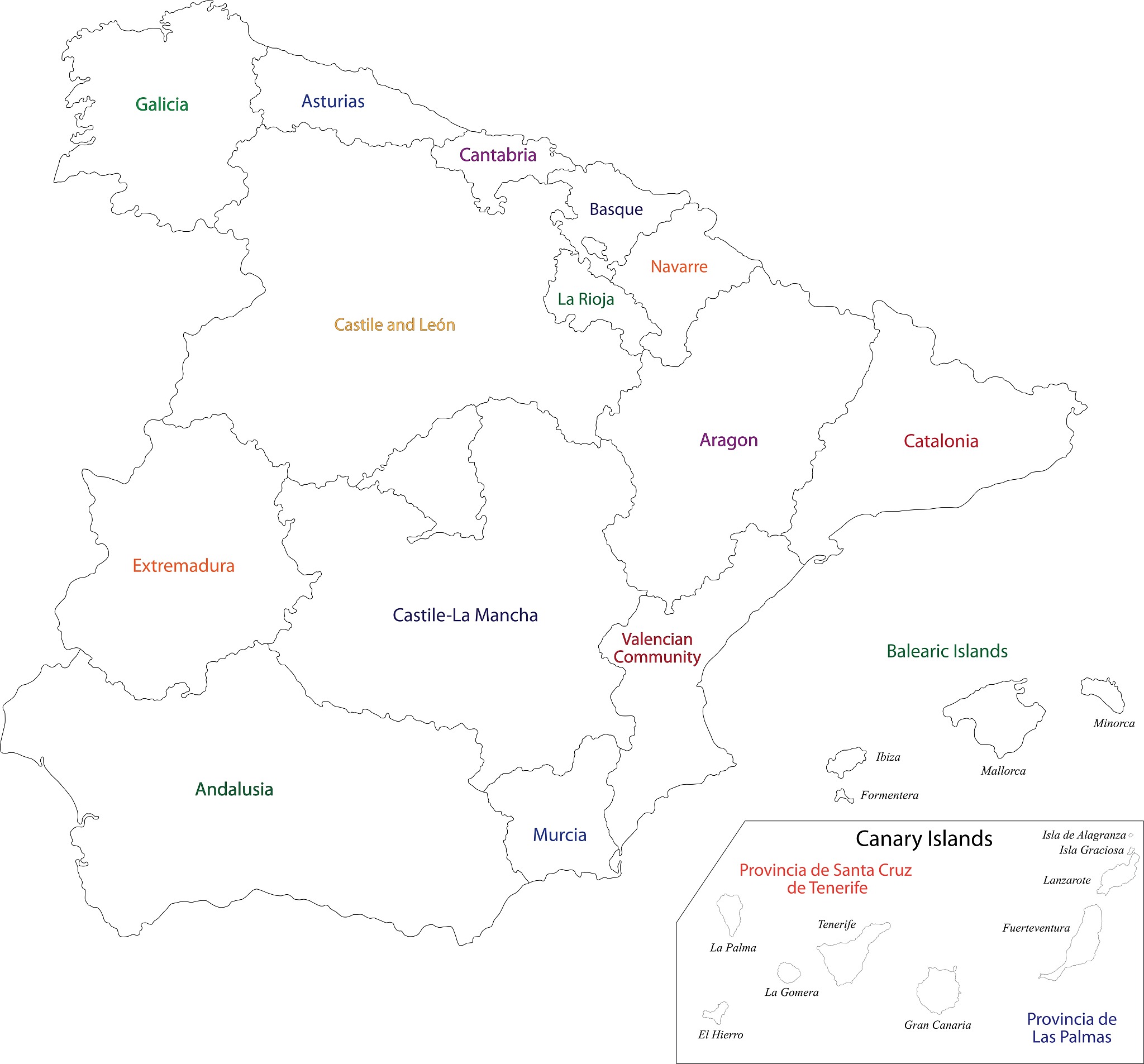 outline spain map
