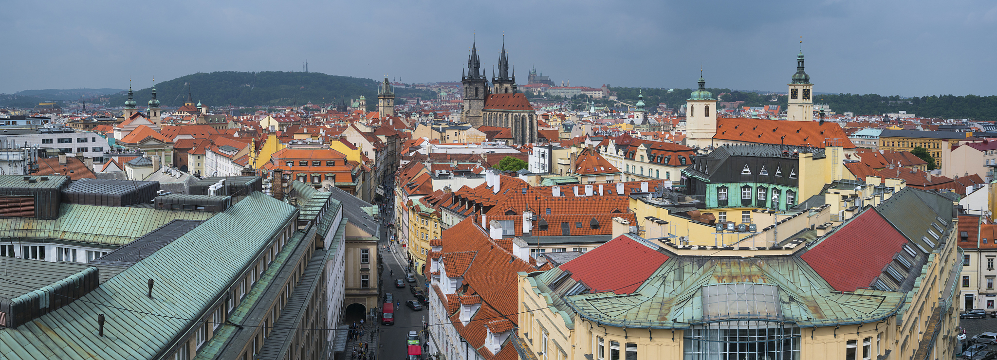 view from powder tower, prague, czech republic, europe