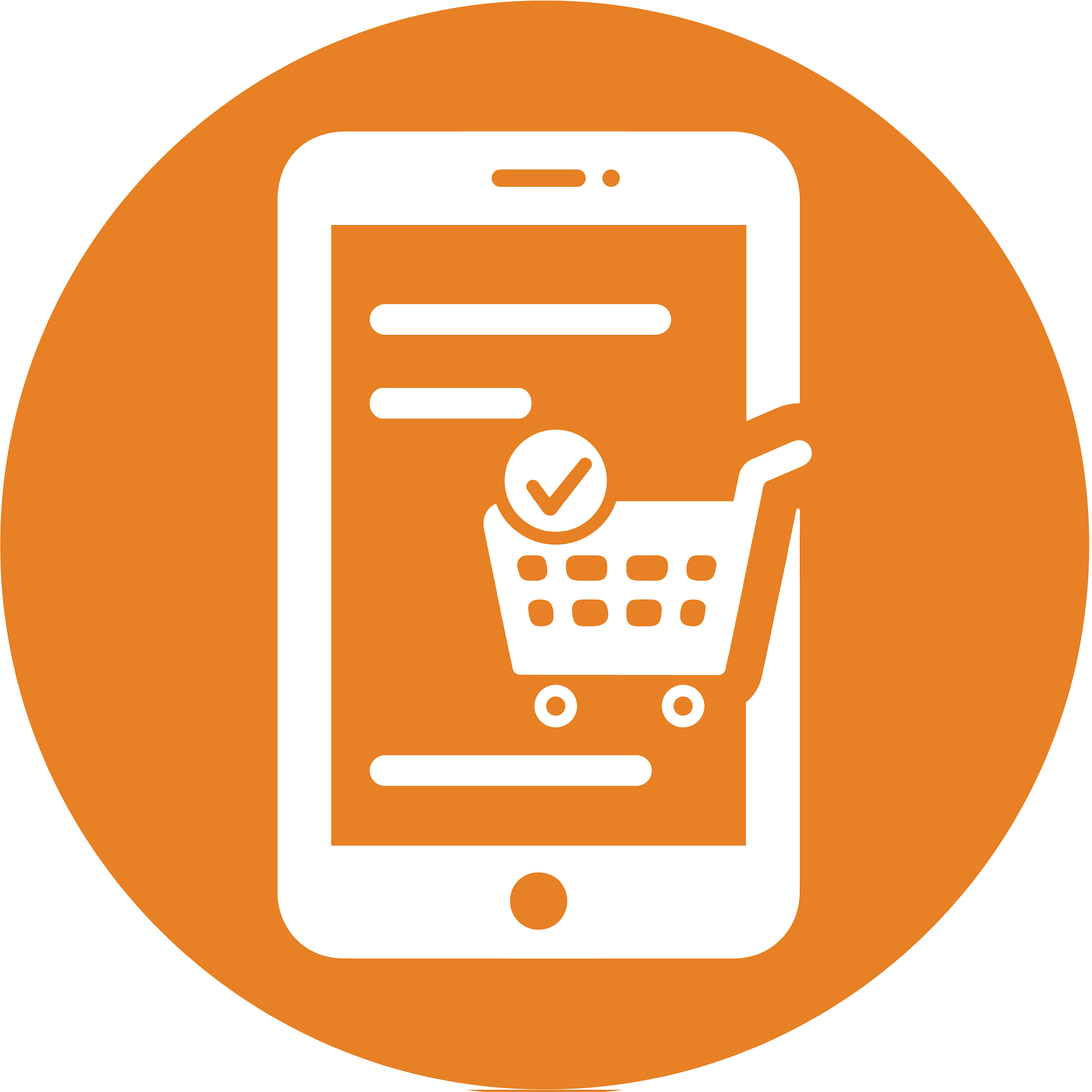 mobile shopping icon orange color