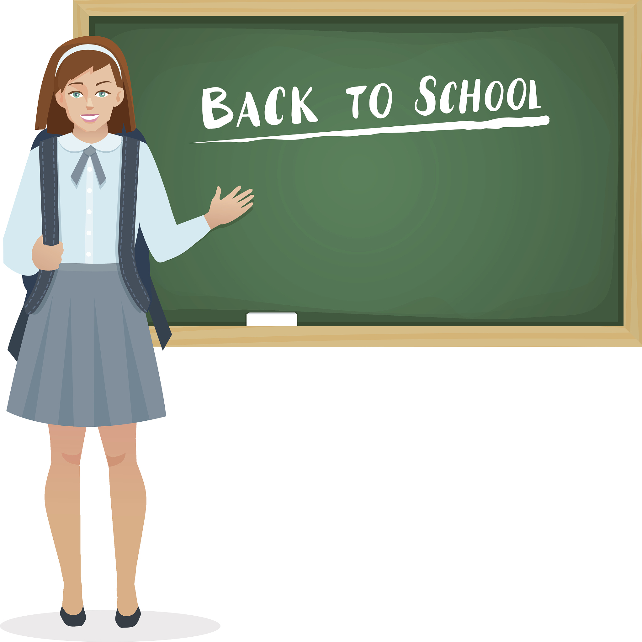 schoolgirl in the form of stands at the blackboard.