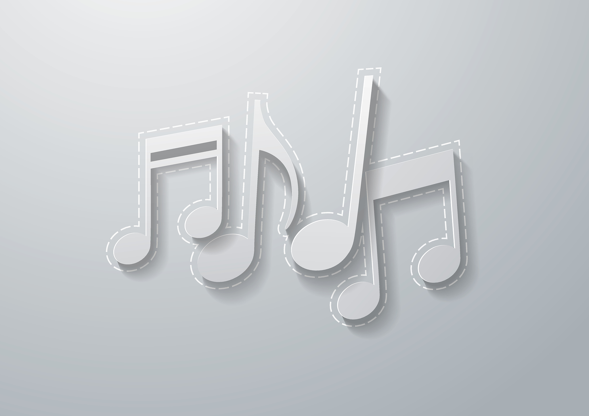 music notes on white paper background