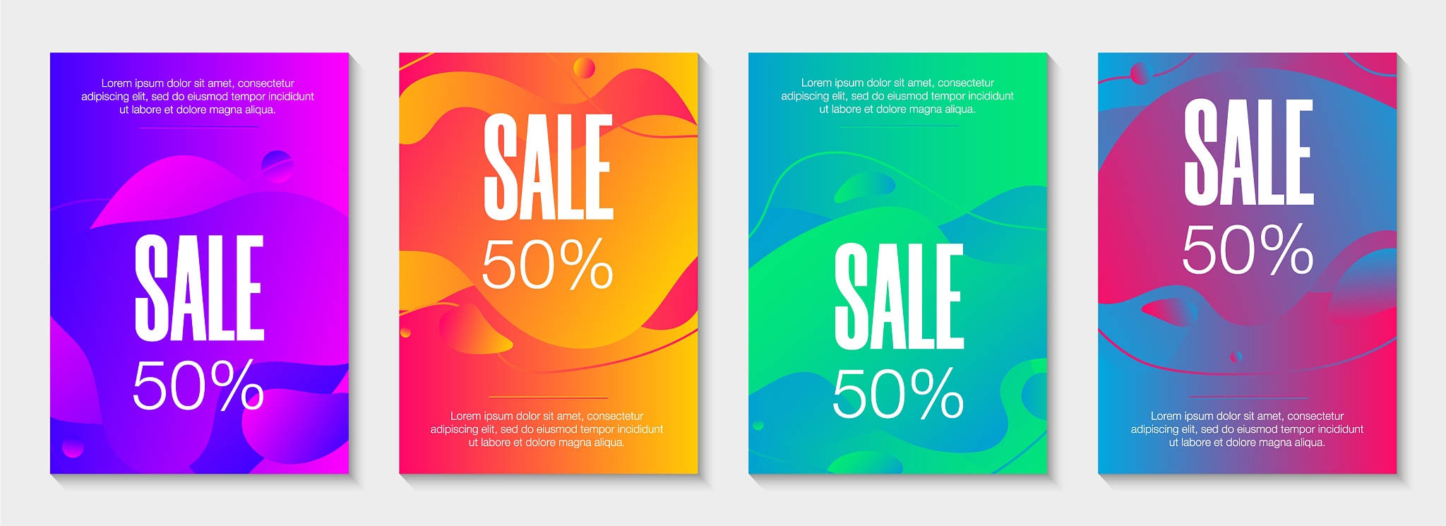 set 4 abstract modern graphic liquid banners