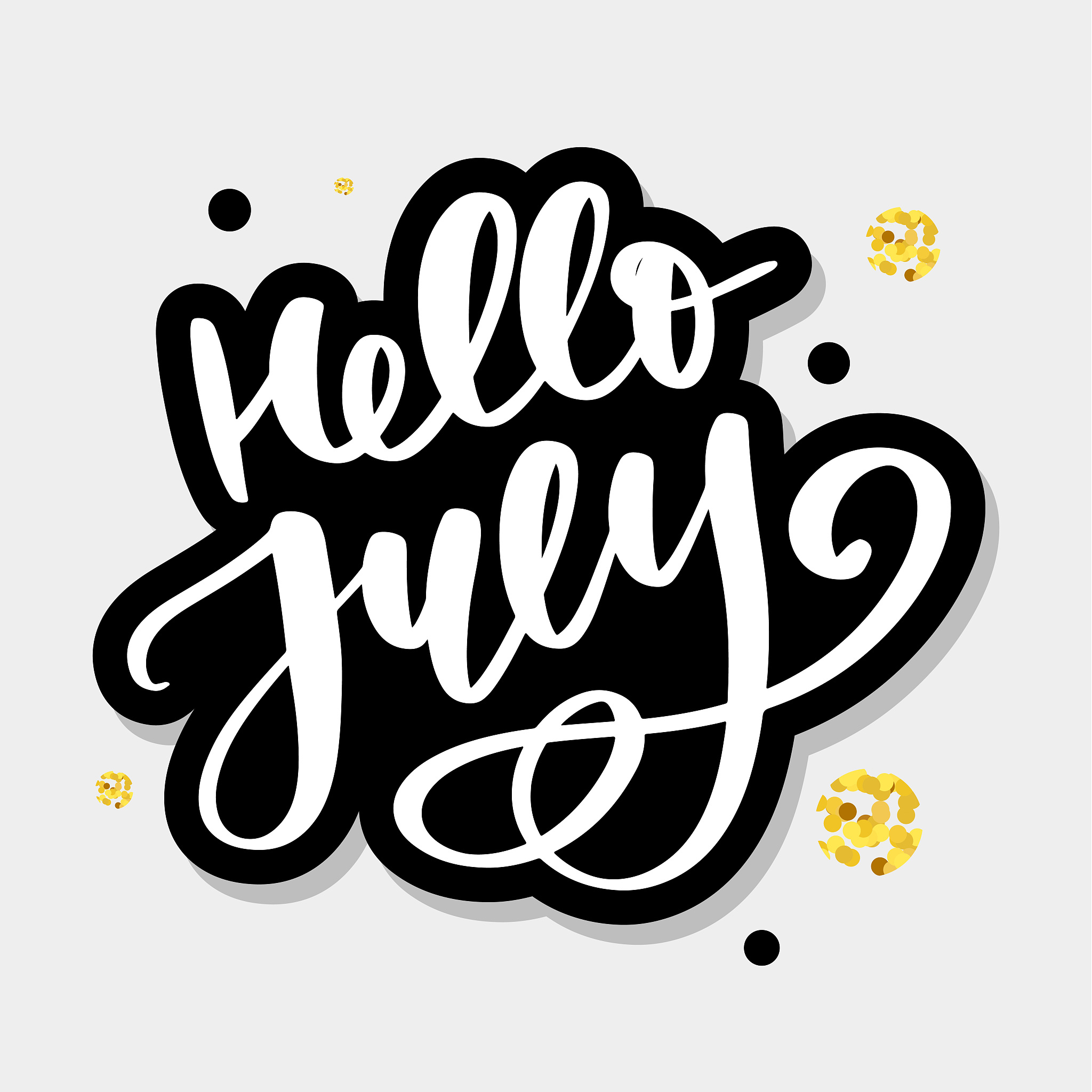 hello july lettering print. summer minimalistic illustration. is