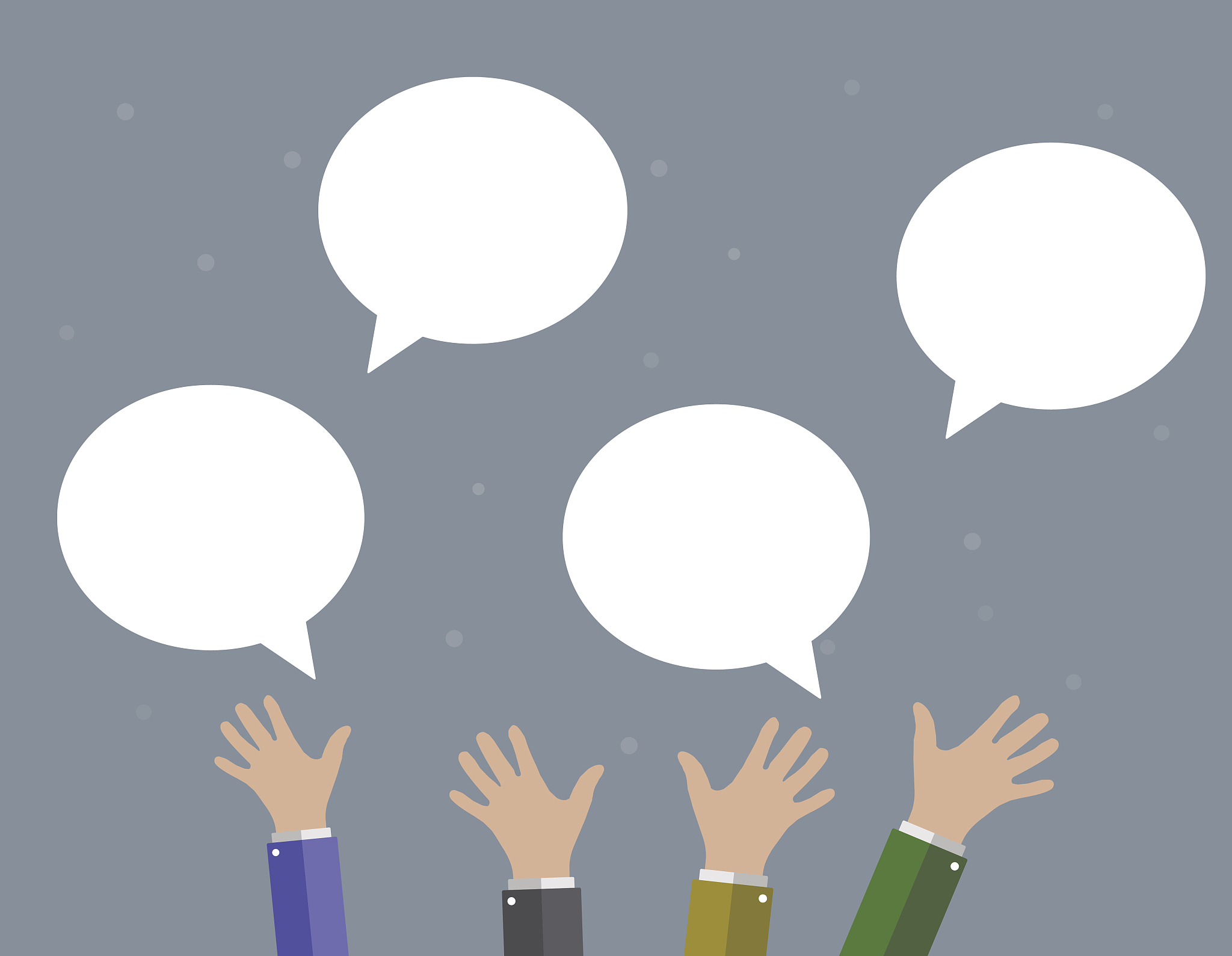 businessman hands blank speech bubble