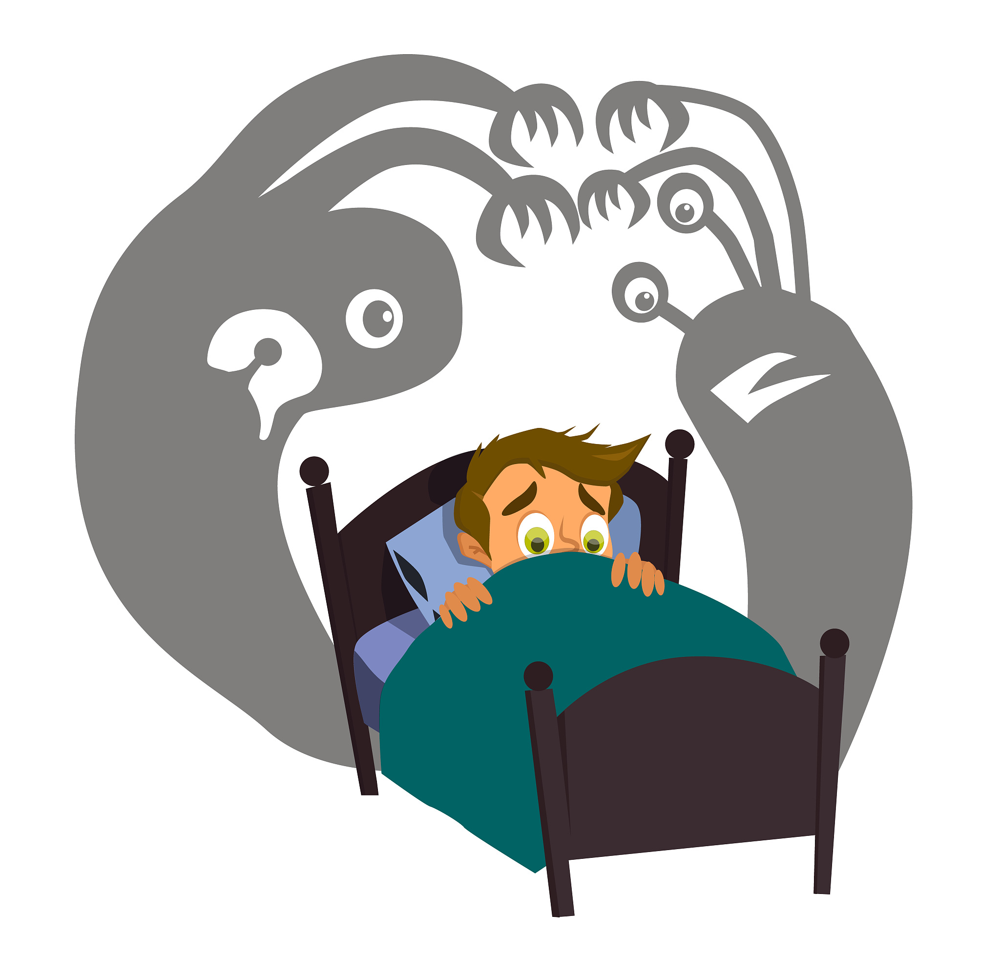 little boy can not sleep because has fear in the night.