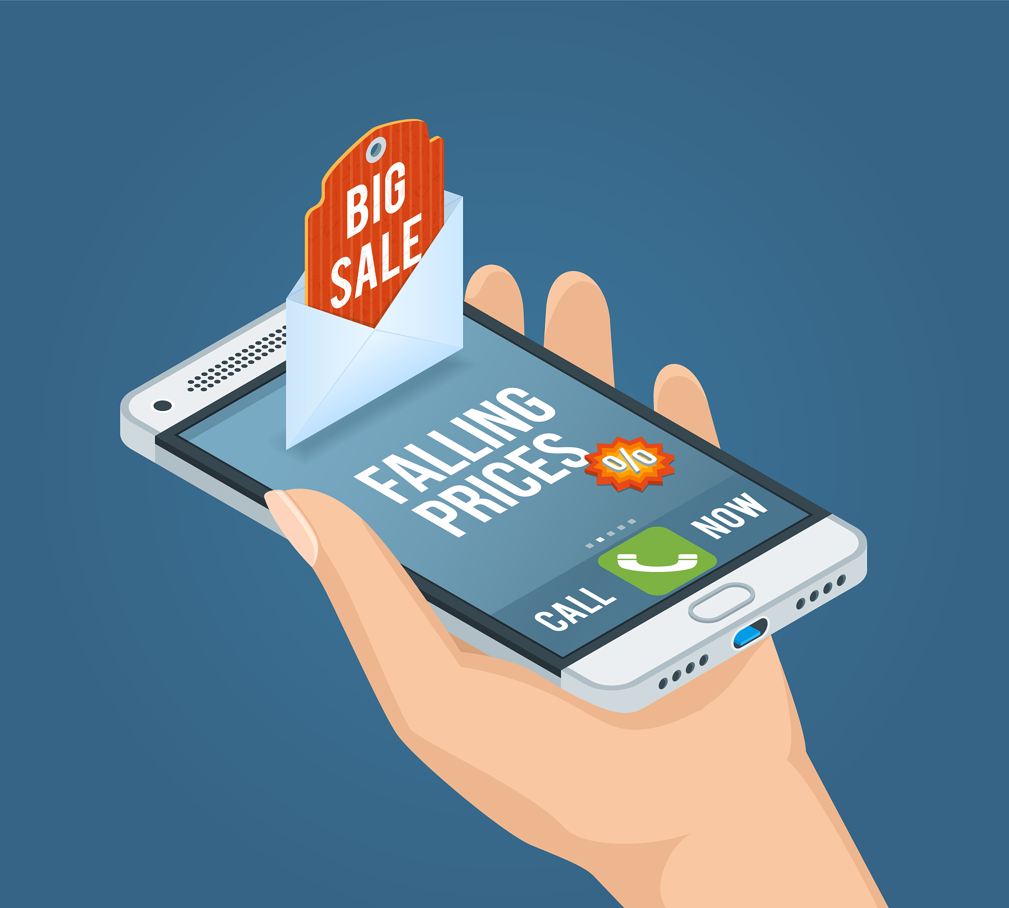 mobile marketing isometric concept