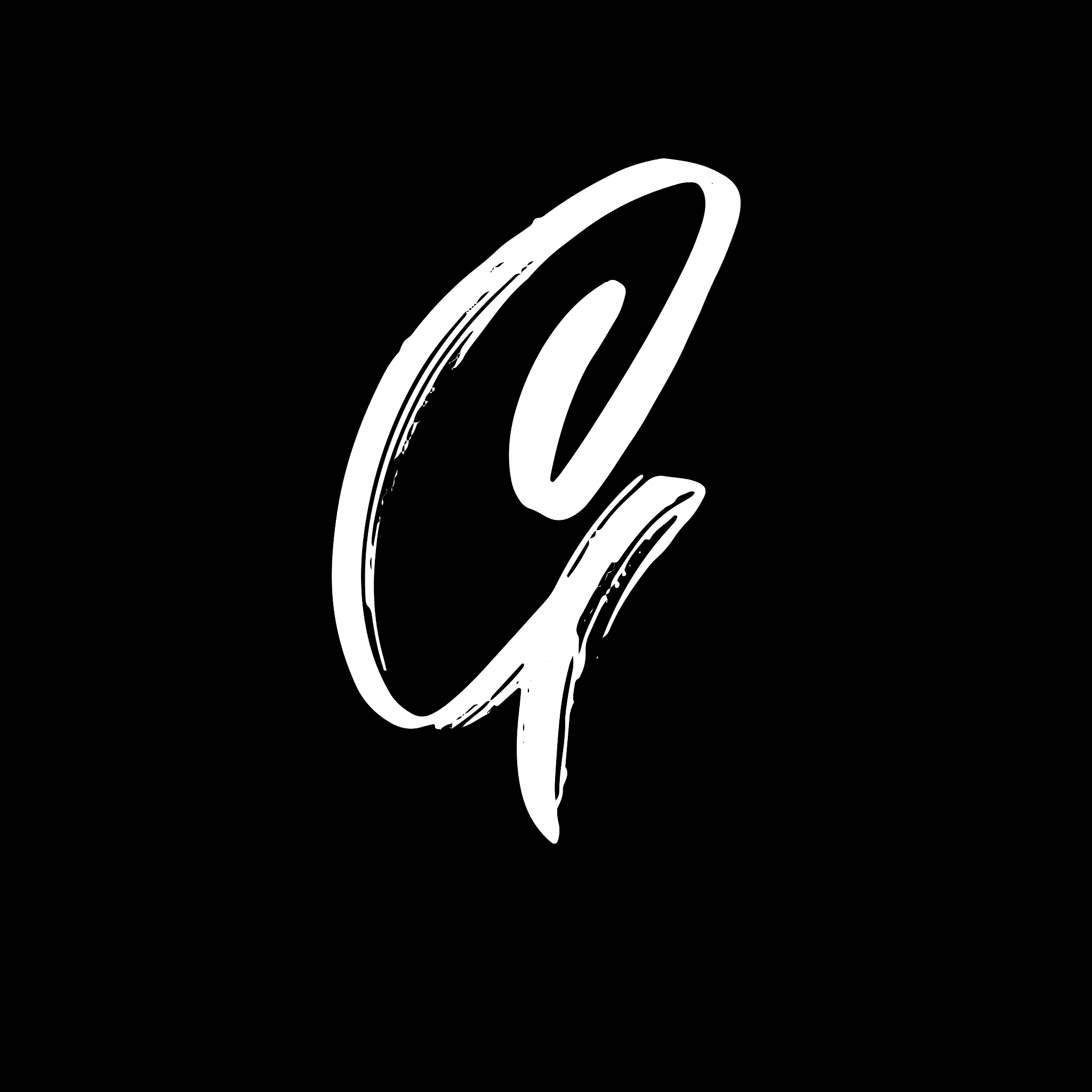 letter g handwritten by dry brush rough strokes