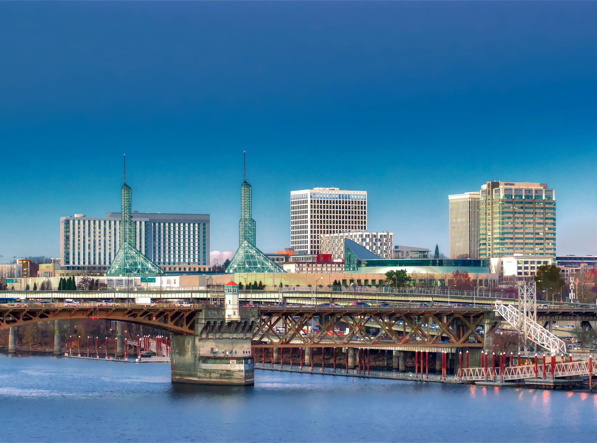 portland river cityscape