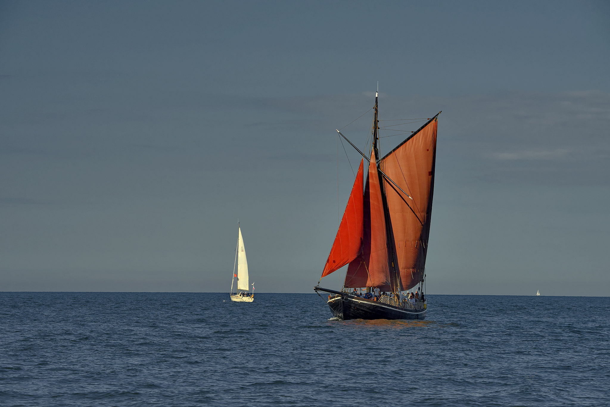 sailing boat during a cruise on the sea. baltic sea
