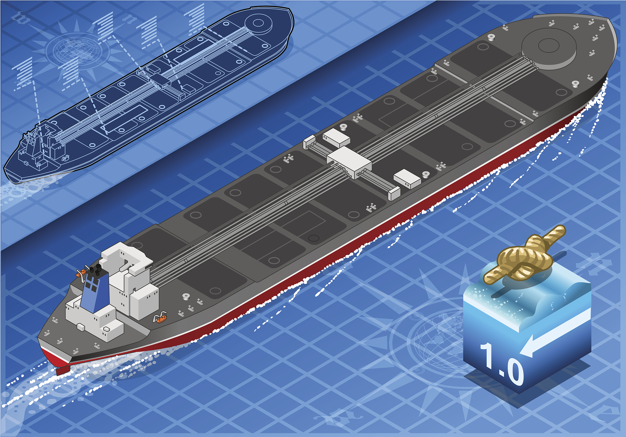 isometric oil tanker in navigation