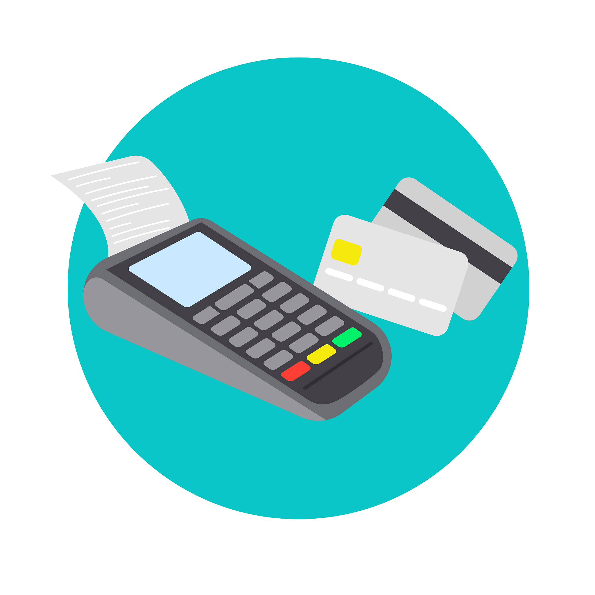 pos terminal and credit cards isolated