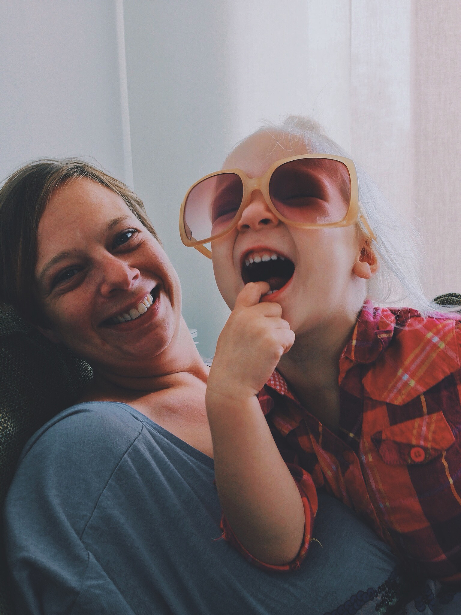 mother and daughter messing about