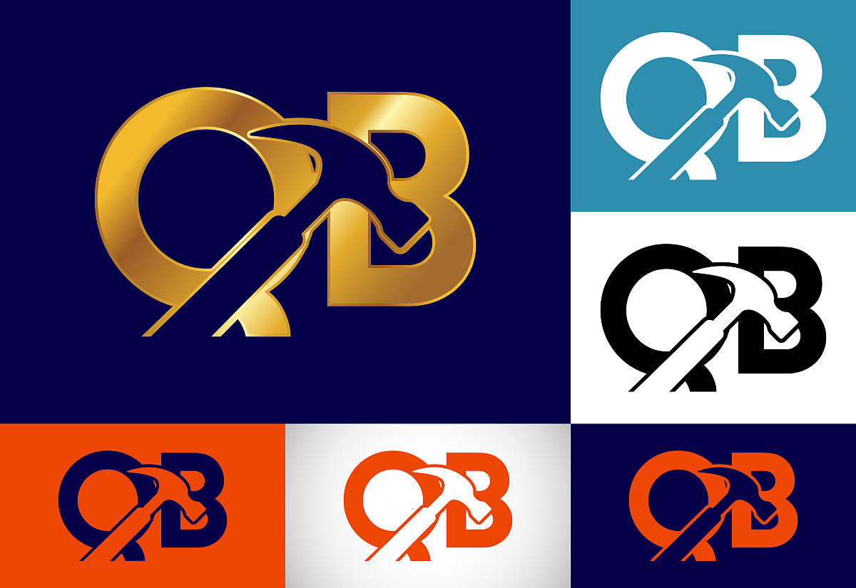 首字母组合q b标志设计矢量模板.qb字母标志设计