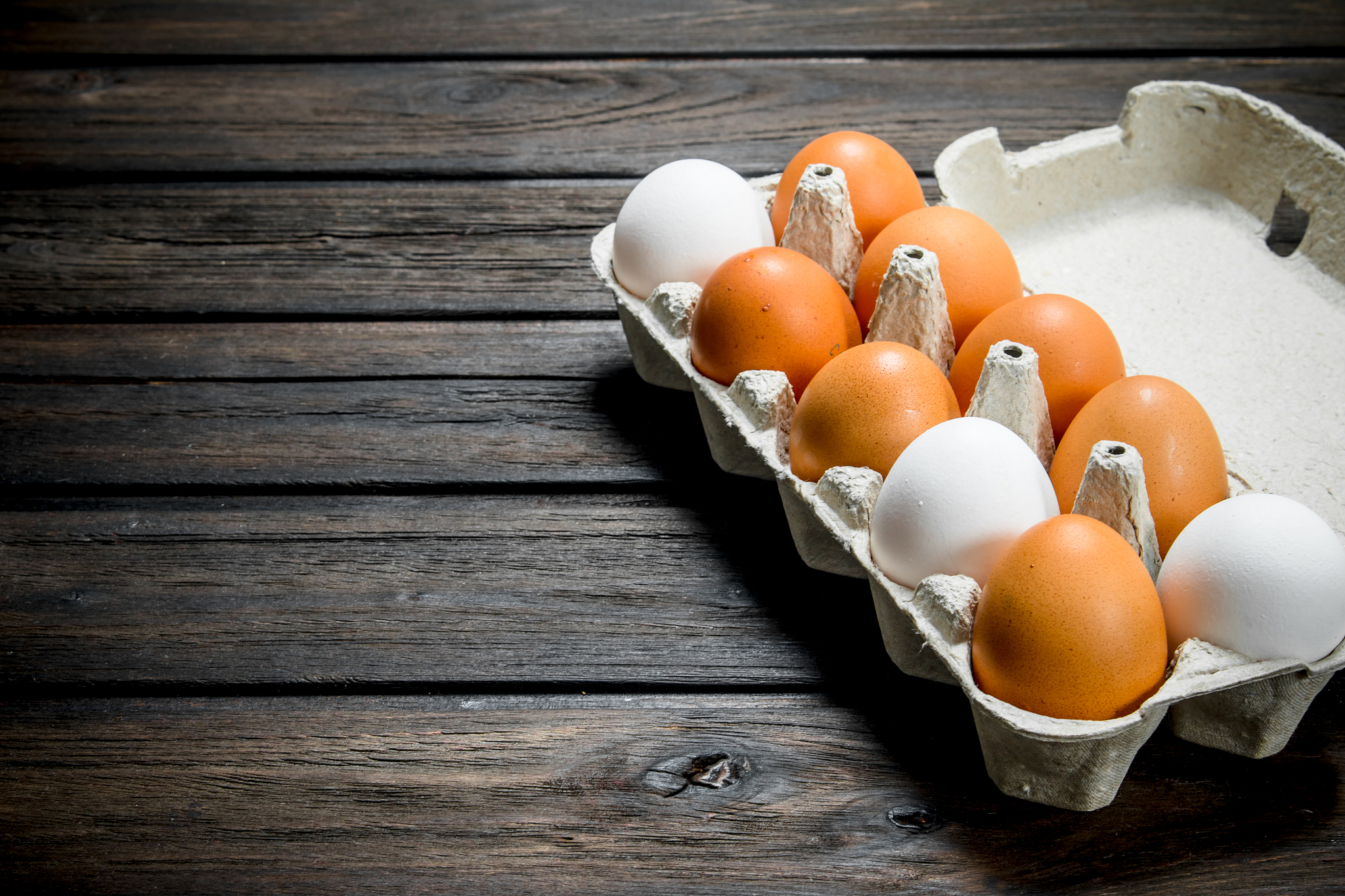 cassette of fresh eggs.