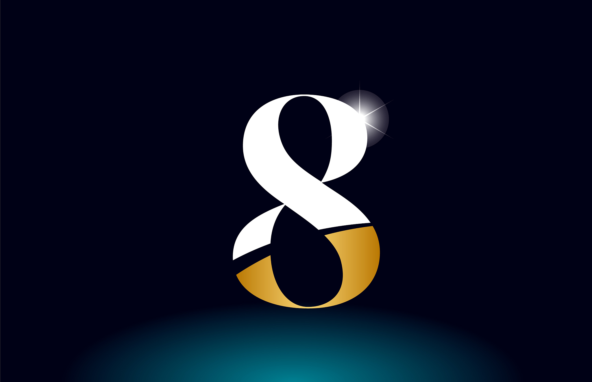 gold golden number 8 logo company icon design