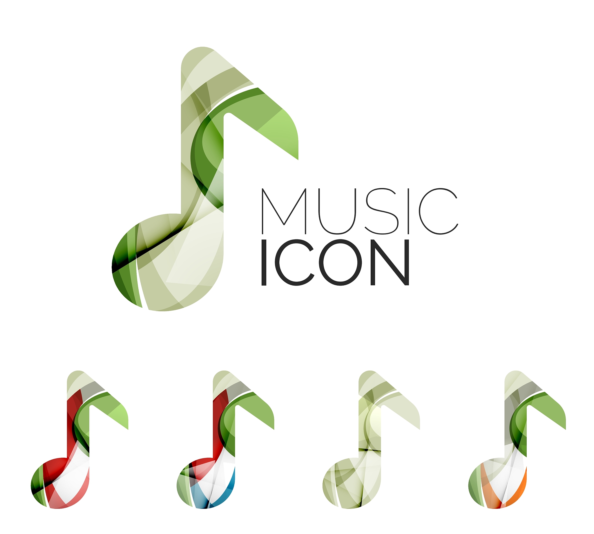 set of abstract music note icon business logotype