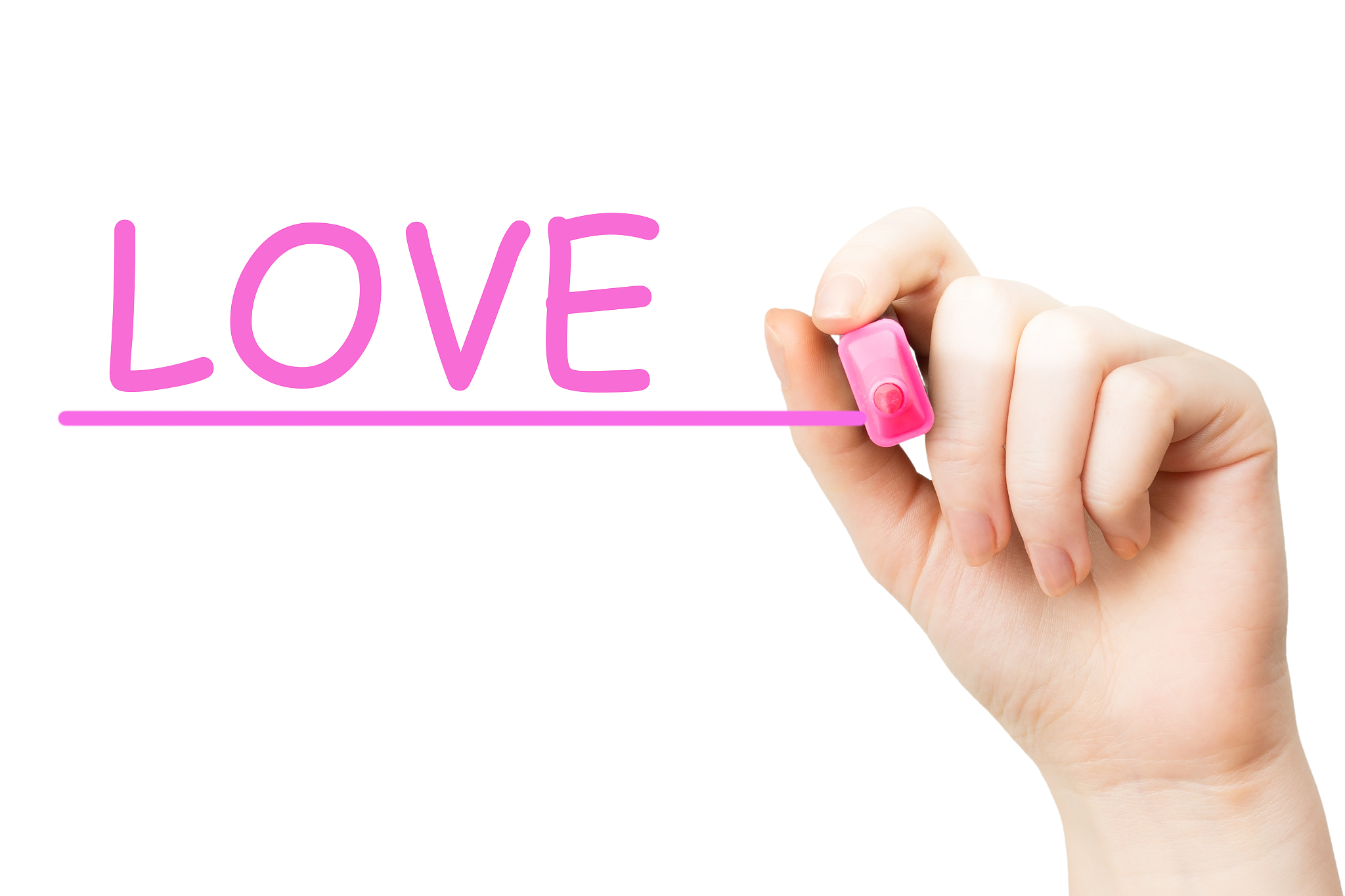 love, pink marker