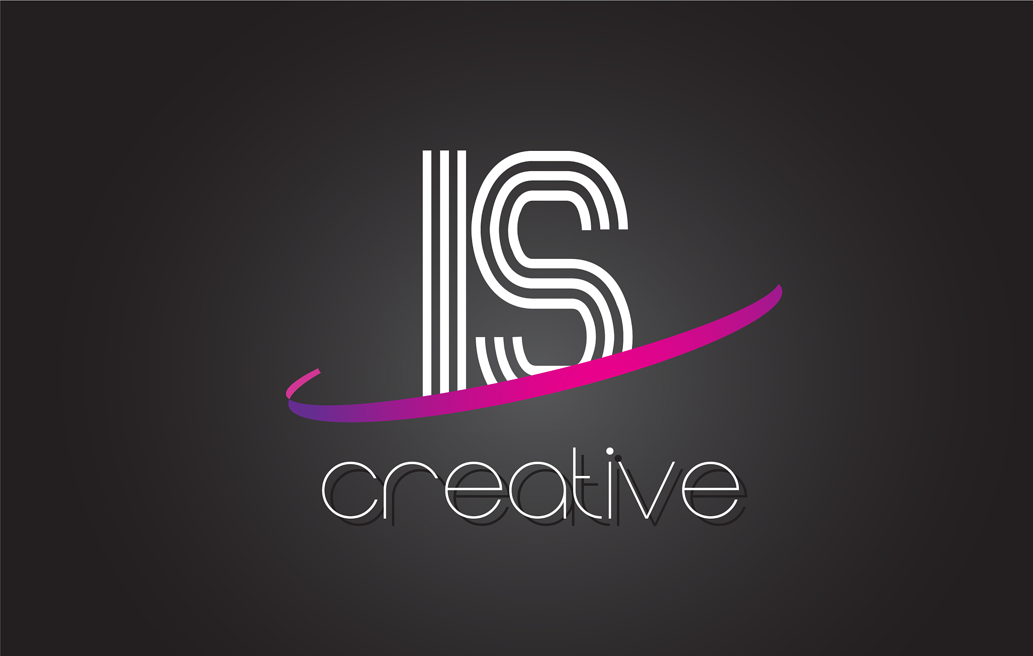 is i s letter logo with lines design and purple
