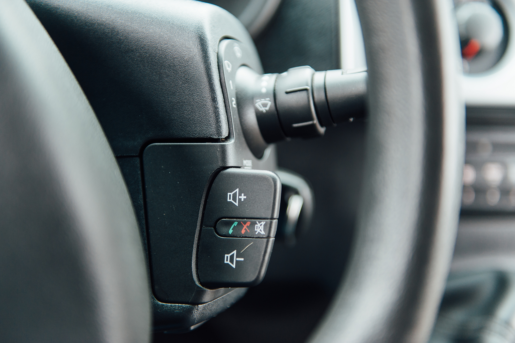 interior of modern white car. additional controls.