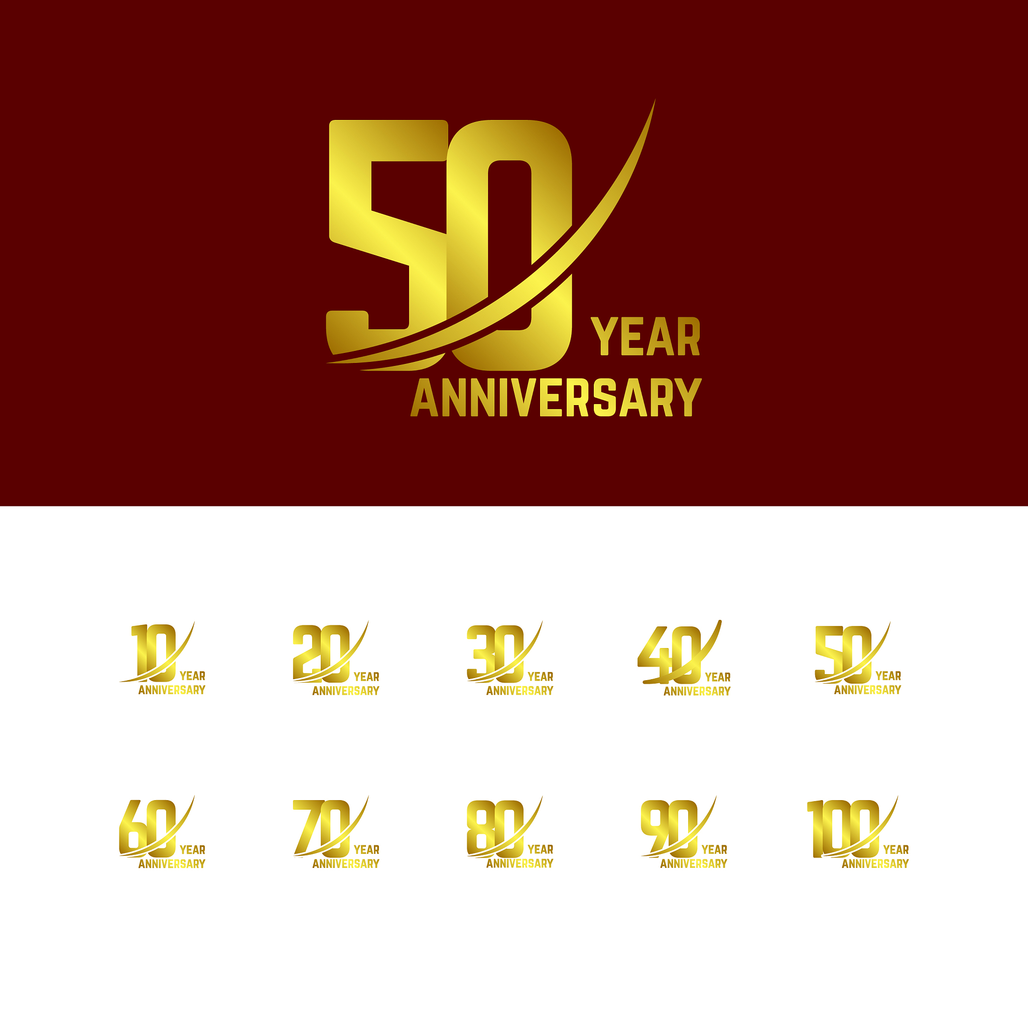 50 year anniversary set logo template design