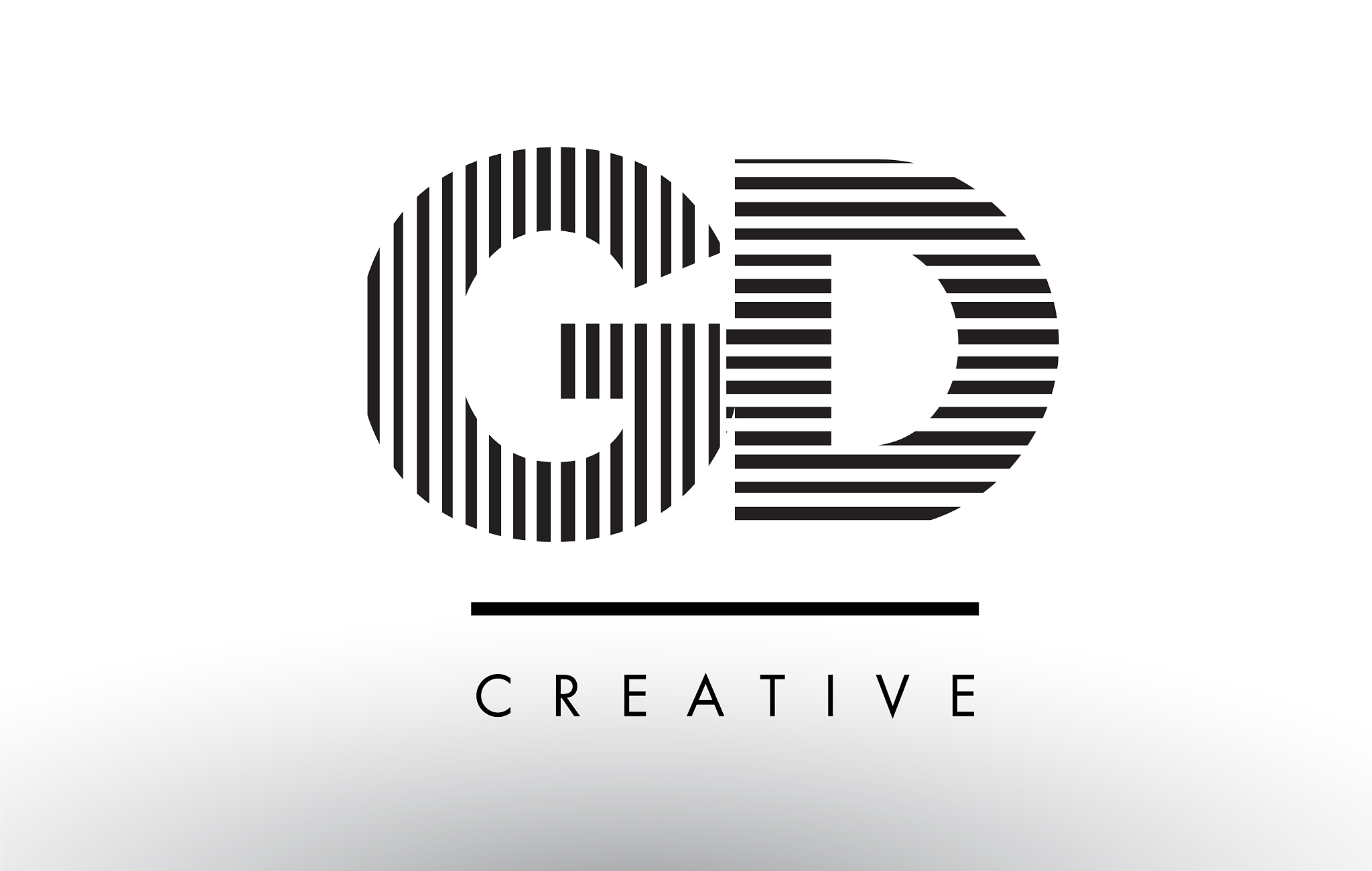 gd g d black and white lines letter logo design
