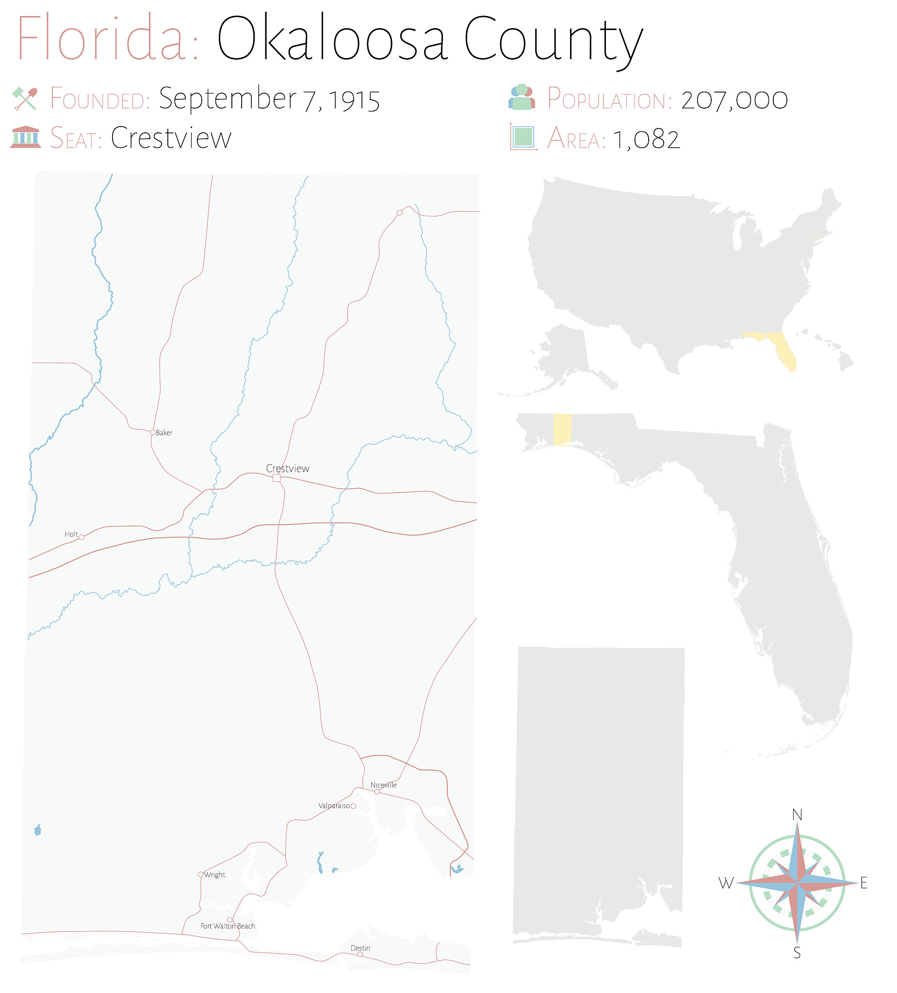 map of okaloosa county in florida