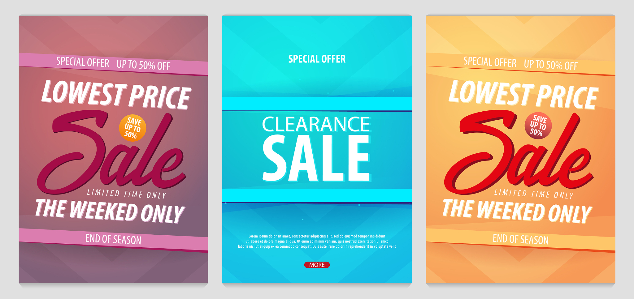 set of sale posters or flyers design discount