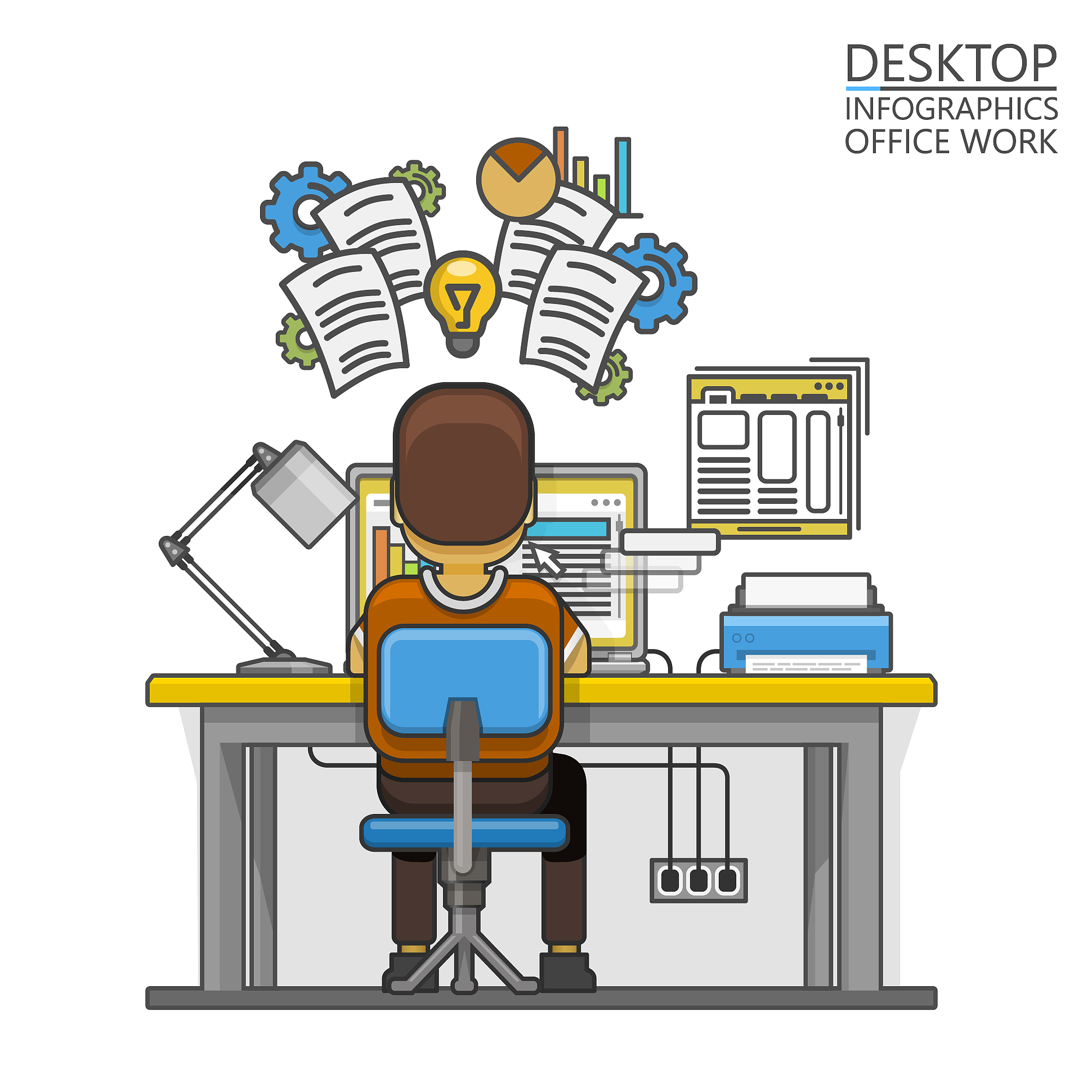 man sitting at desktop and working on the computer