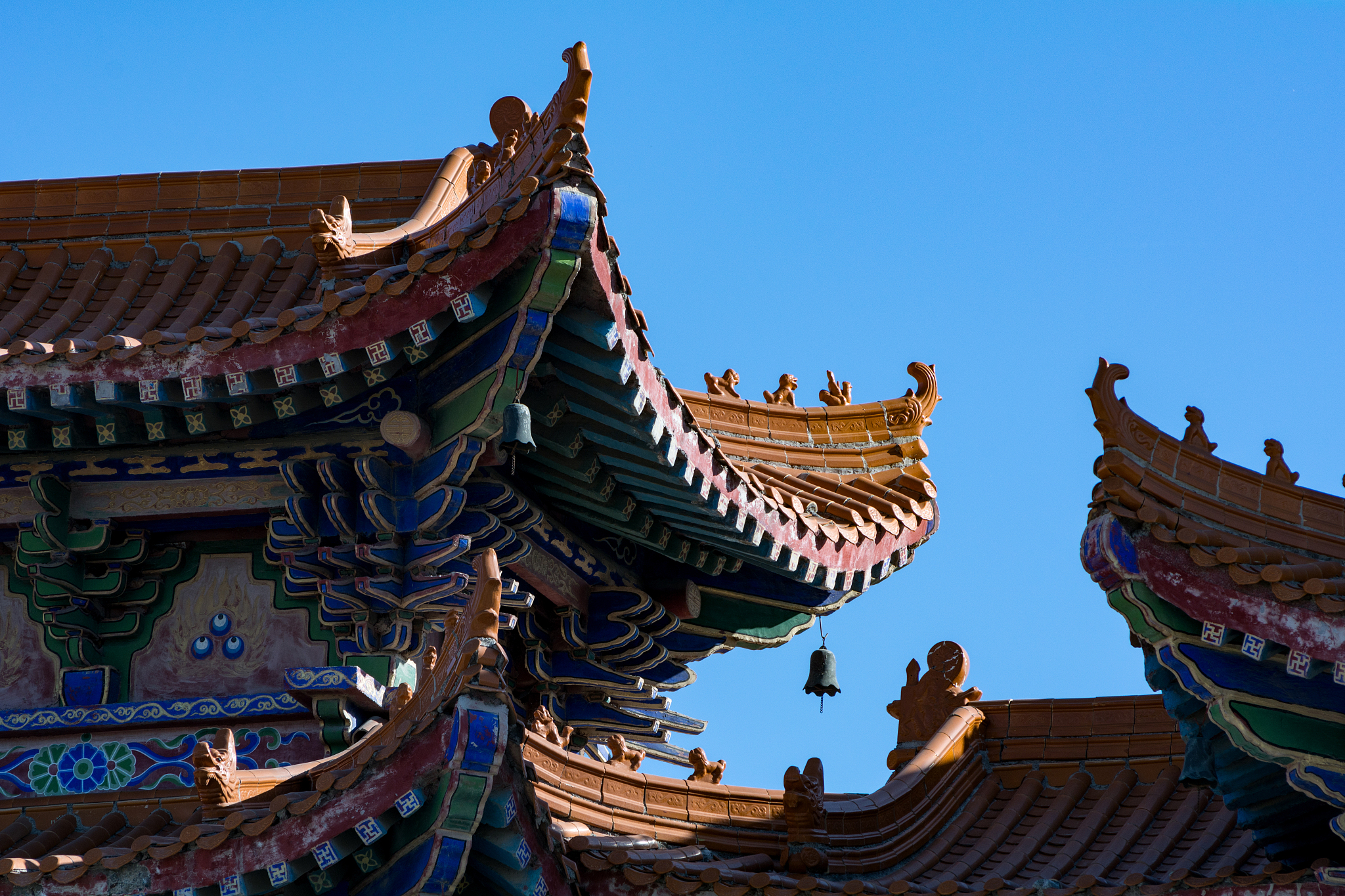 寺庙古建筑飞檐特写