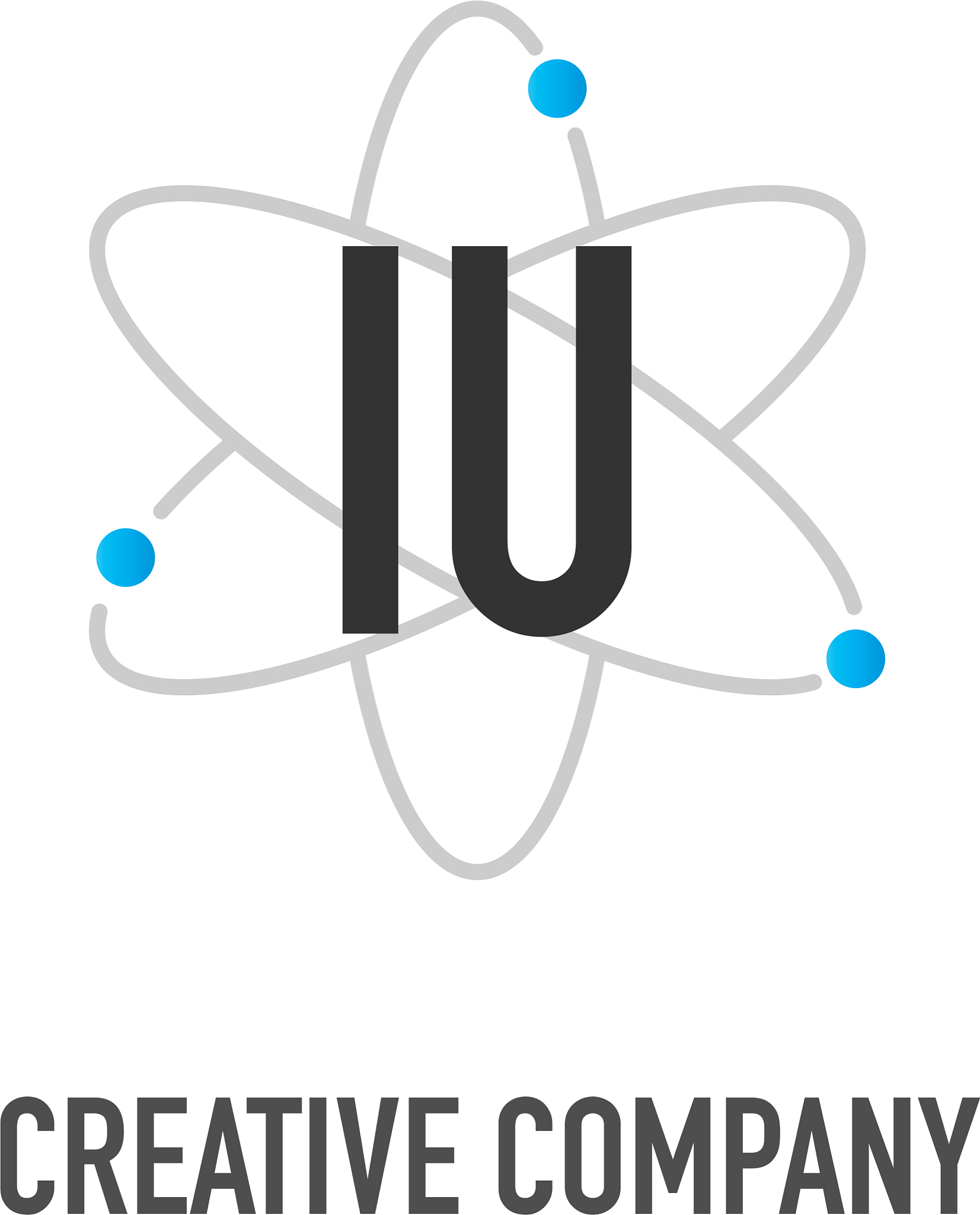 initial letter iu atom neutron design logo